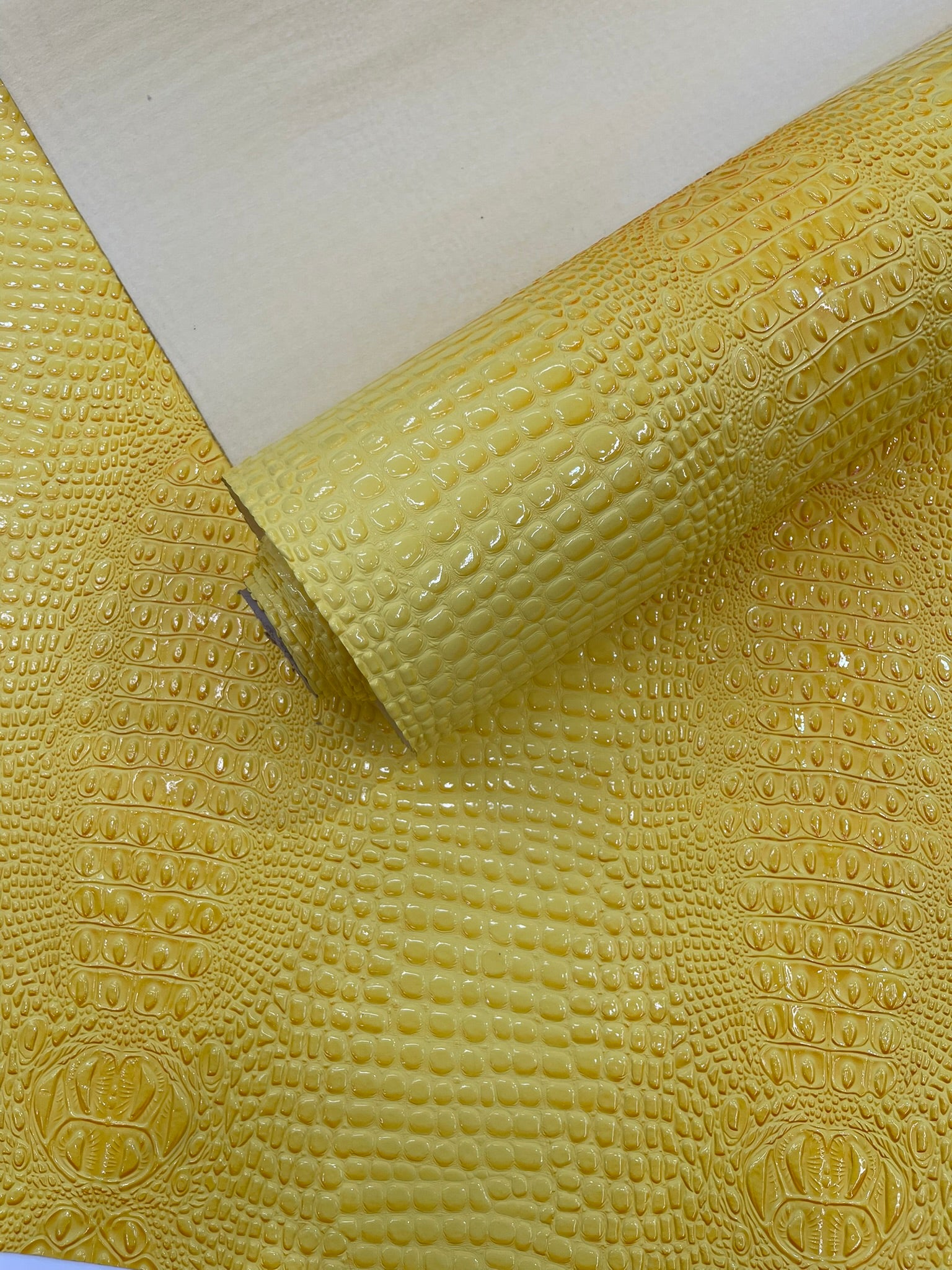 Glossy Two Tone Gator Fake Leather Upholstery, 3D Crocodile Skin Texture Faux Leather PVC Vinyl, 54" Wide