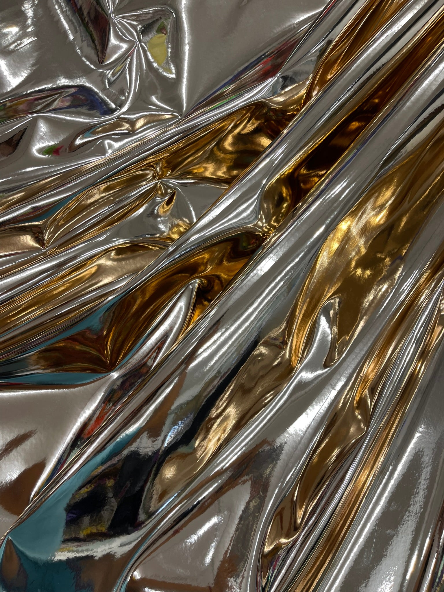 Chrome Mirror Reflective Vinyl Fabric / Crafting Apparel Upholstery Vinyl Fabric 54" Wide