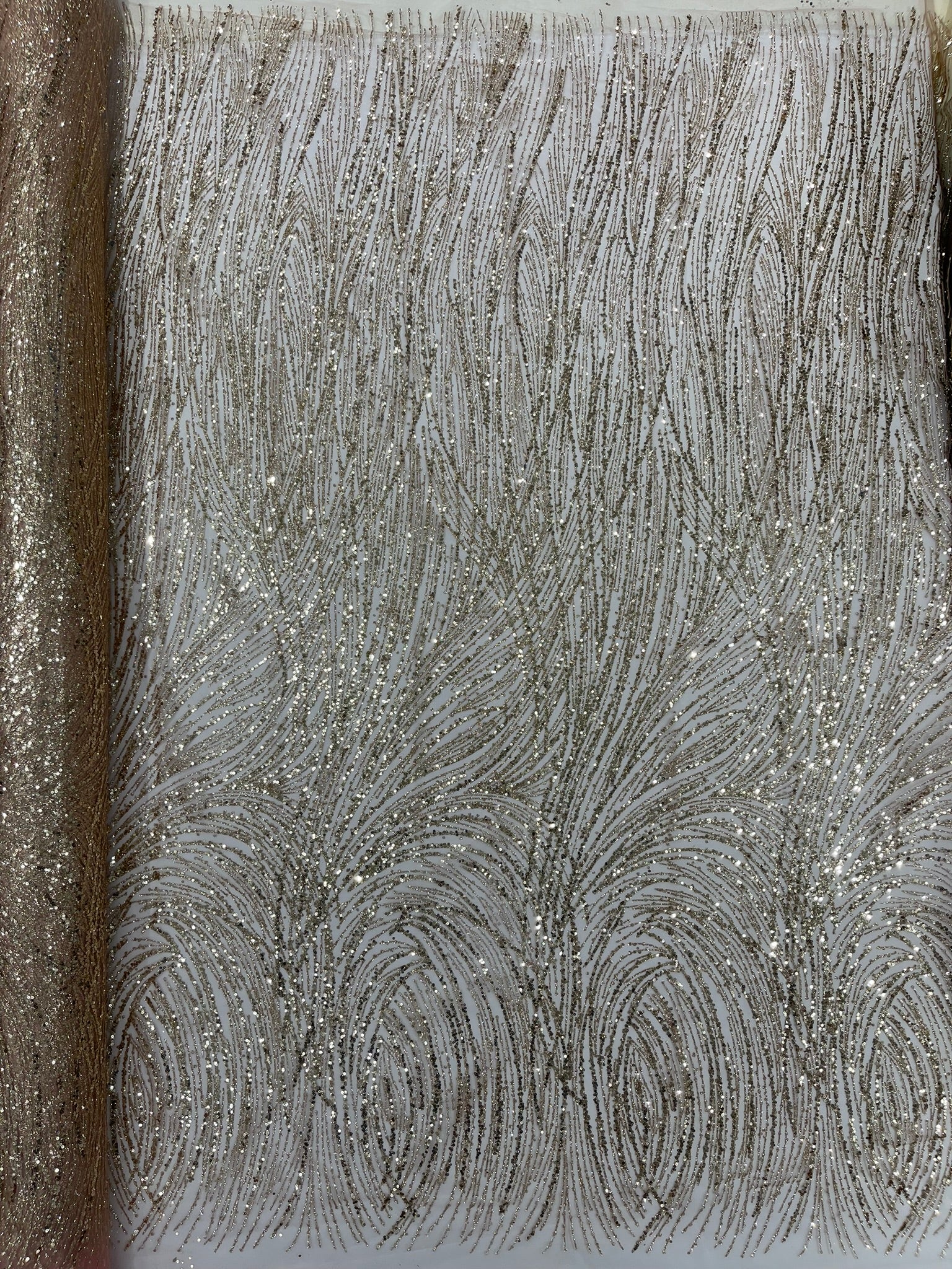 Fashion Glitter Design On A Mesh Lace Fabric/Prom.