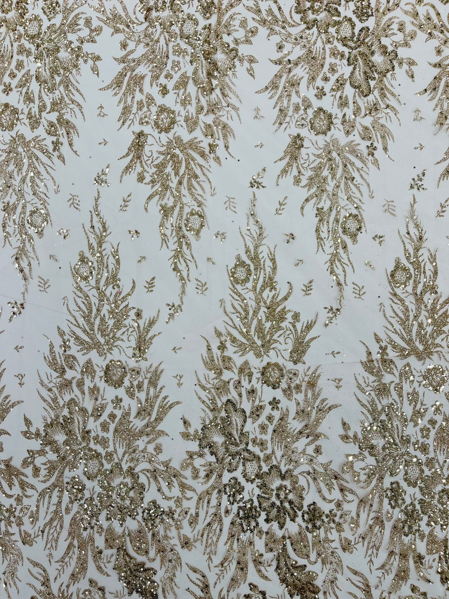 Big Glitter Damask Design On A Mesh Lace Fabric/Prom/Sold By The Yard
