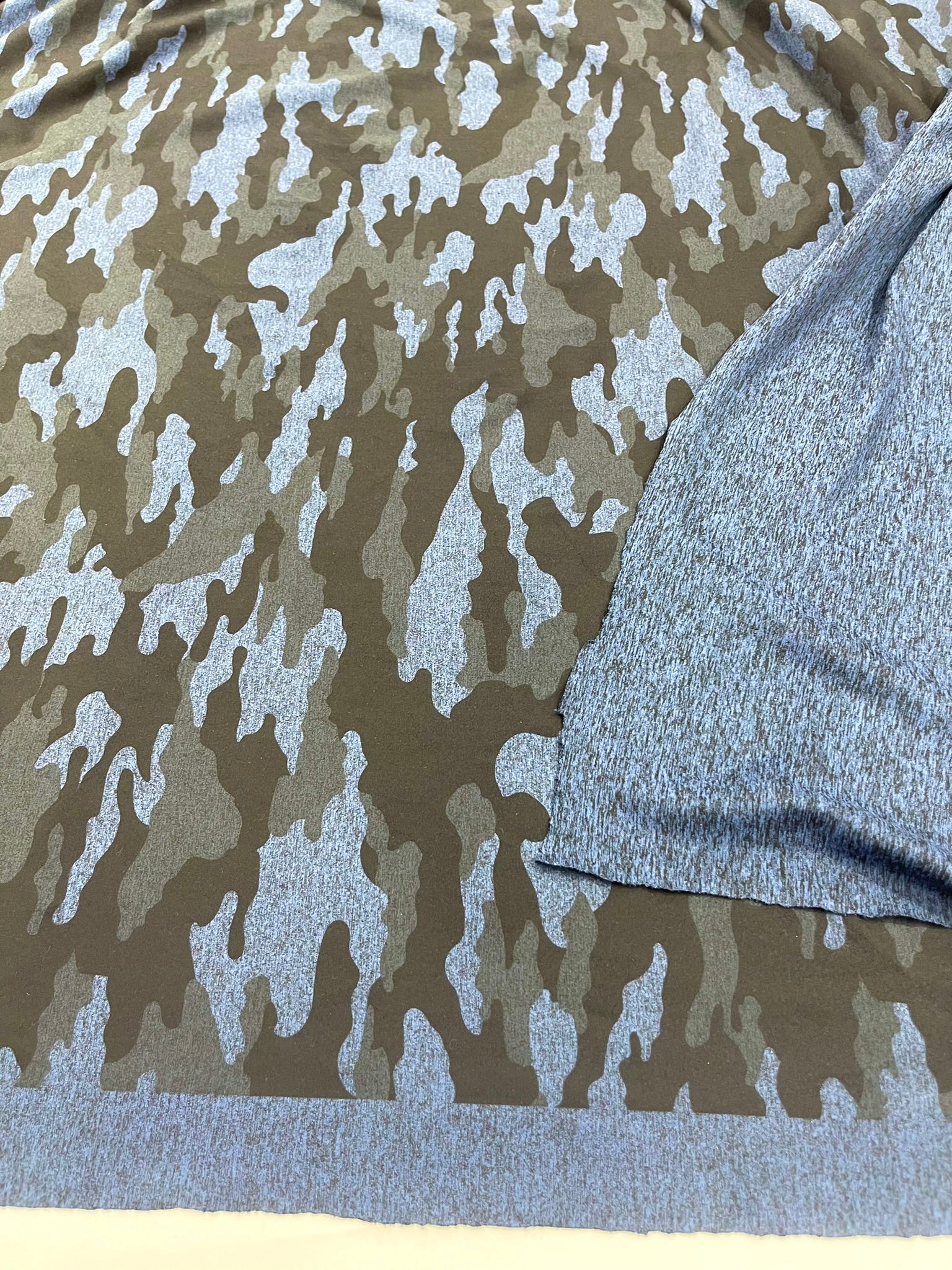 Heather Gray Camouflage Polyester Spandex 58" Wide/Sold By The Yard.
