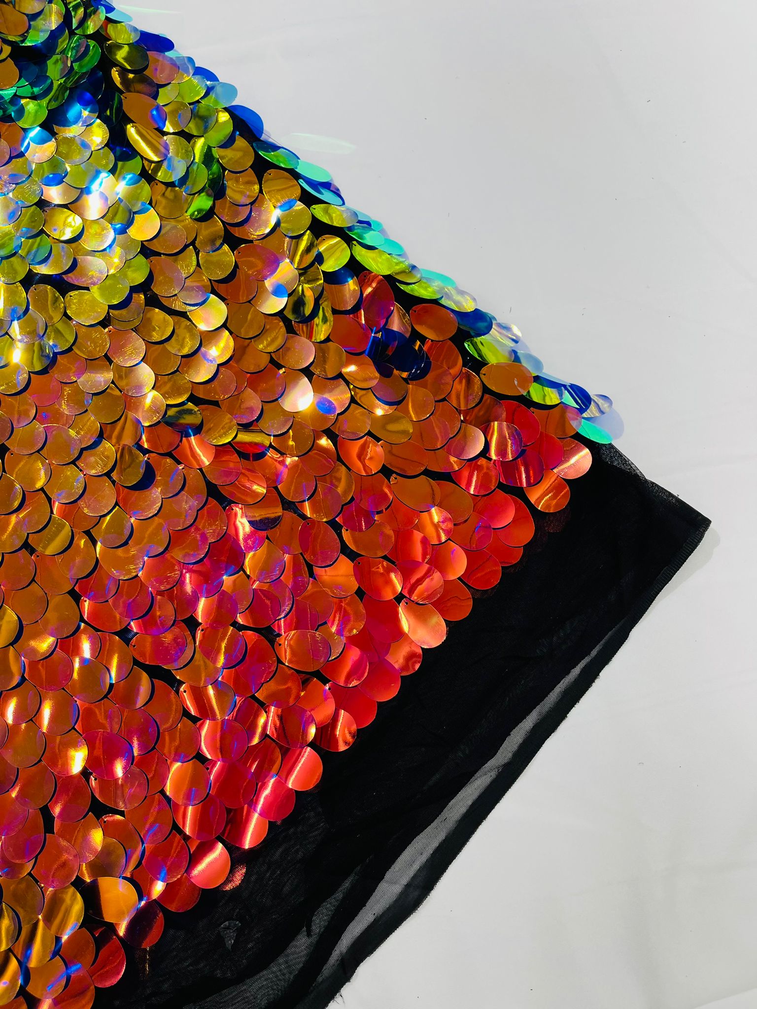 Jumbo Sequins Oval Sequin Paillette/Tear Drop Mermaid Big Sequins Fabric Mesh/ 54 Inches Wide.