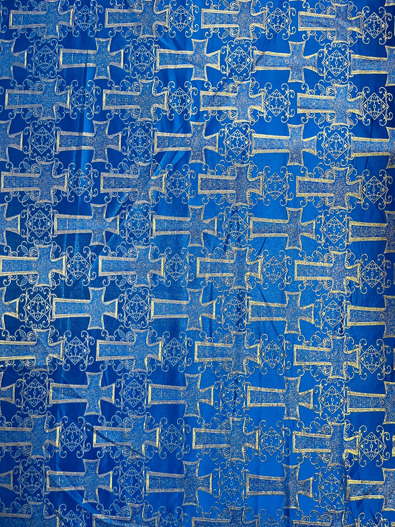 METALLIC BIG CROSS JACQUARD SATIN FABRIC (by the yard)