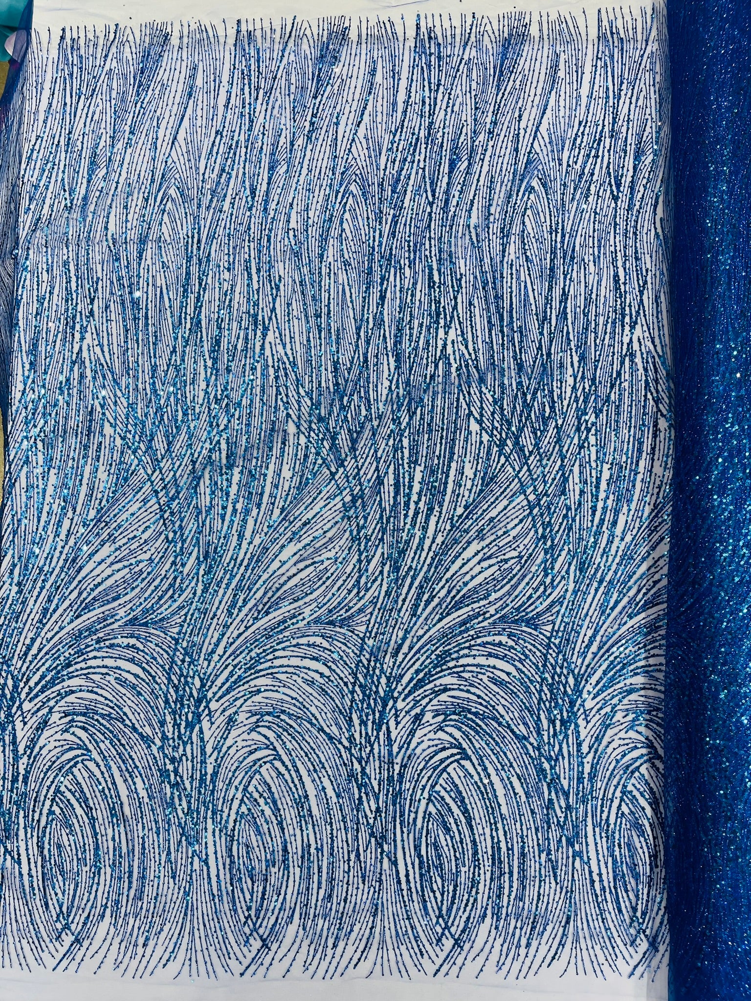 Fashion Glitter Design On A Mesh Lace Fabric/Prom.