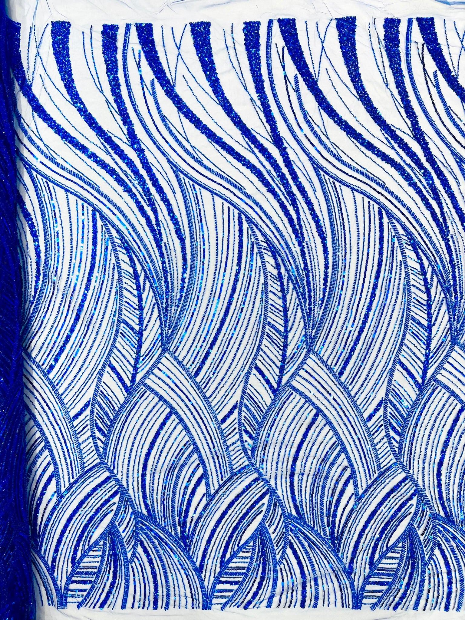 Luxury Feather Damask Beaded Lace Fabric| Prom| Wedding| By The Yard.