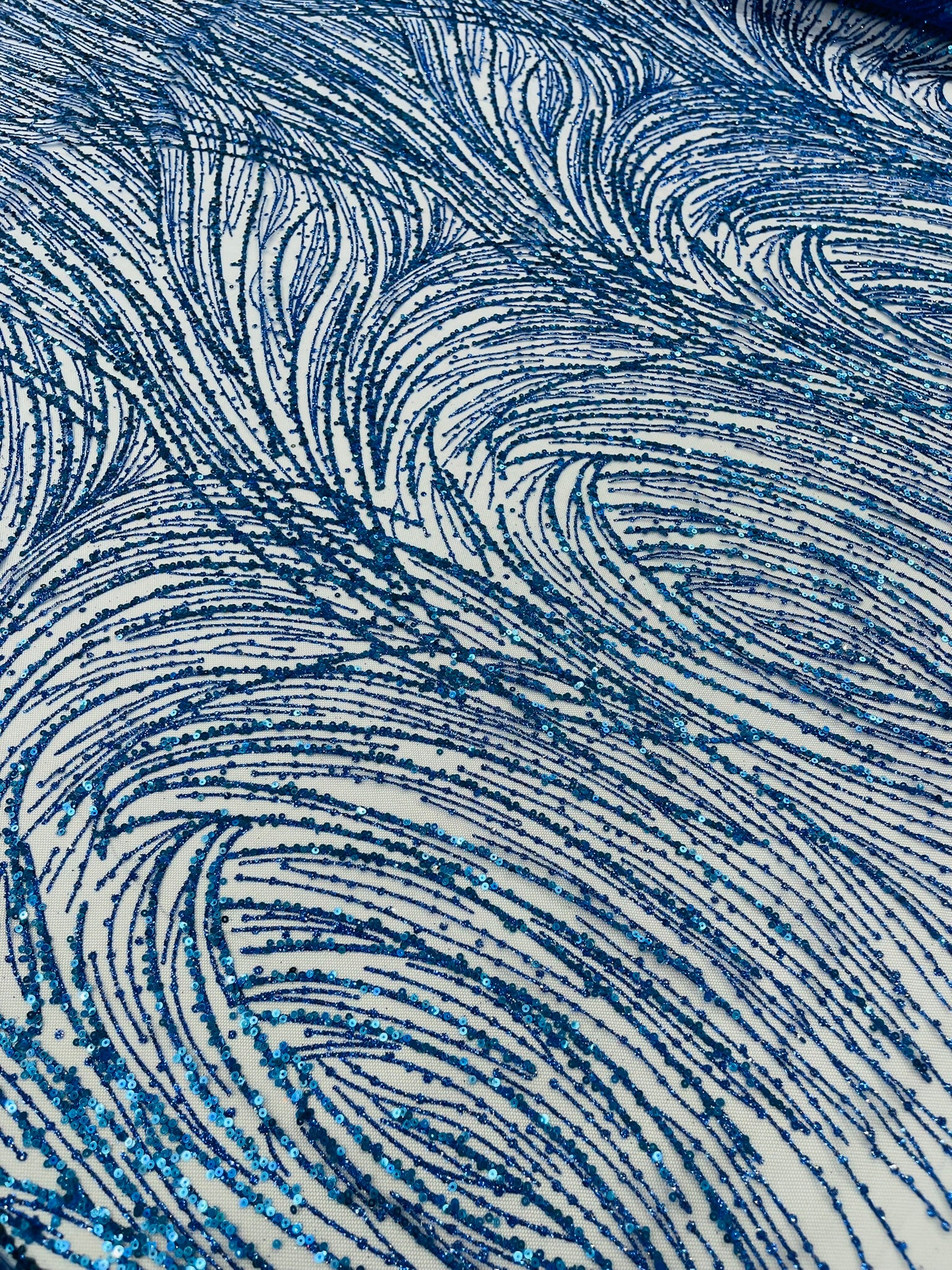 Fashion Glitter Design On A Mesh Lace Fabric/Prom.