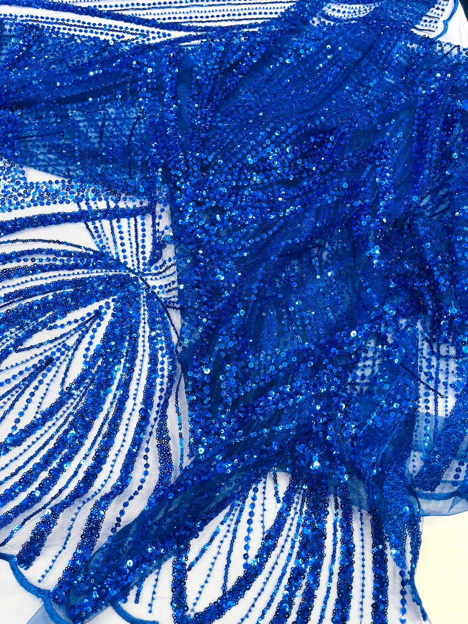 Geometric New York Fashion Beaded Lace, By The Yard.