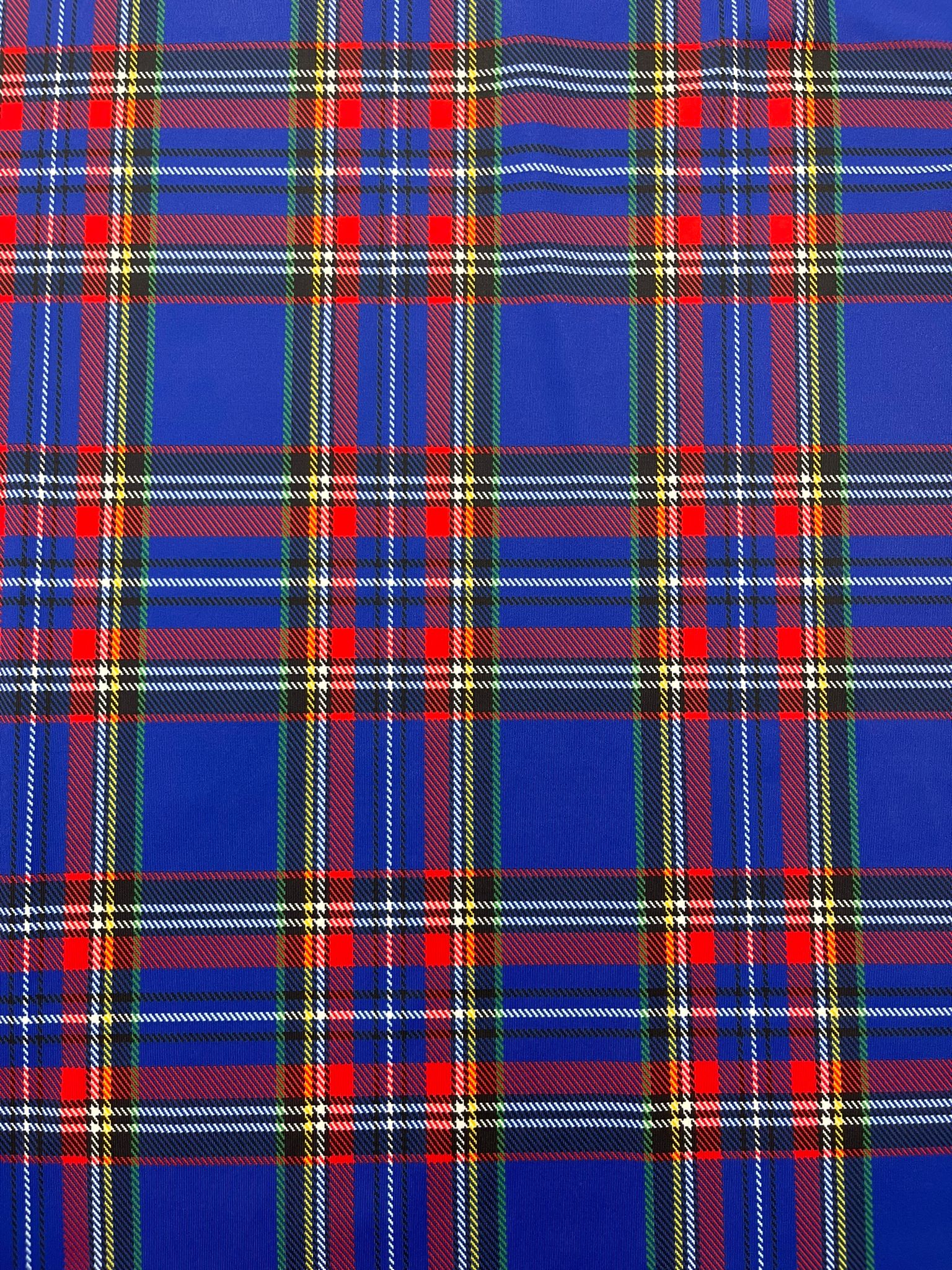 PLAID MULTICOLOR CHECKERED SPANDEX (by the yard)