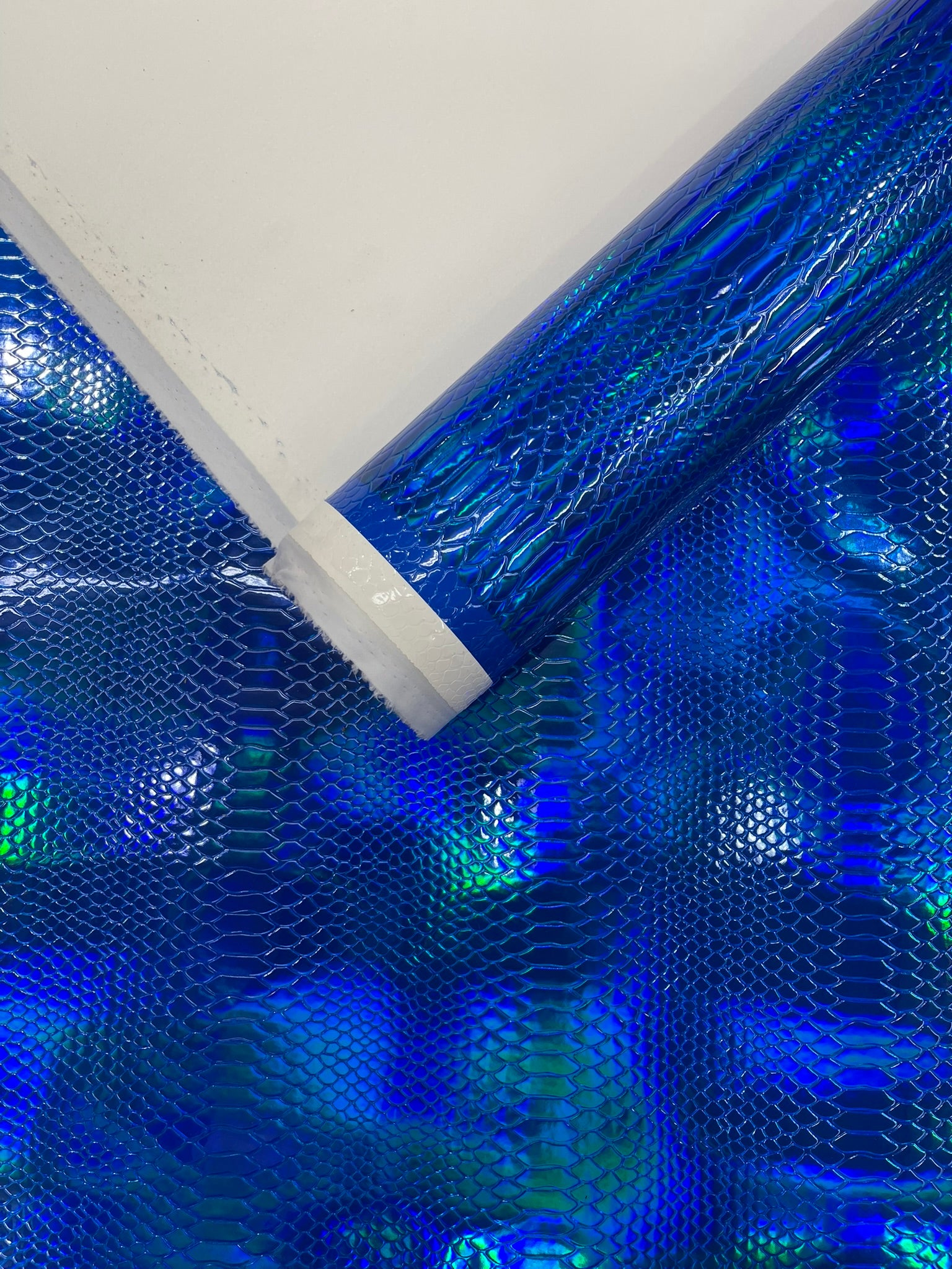 Viper Holographic Embossed PVC / Snake Vinyl Fabric Upholstery Crafting Accessories Applications Snake Iridescent.
