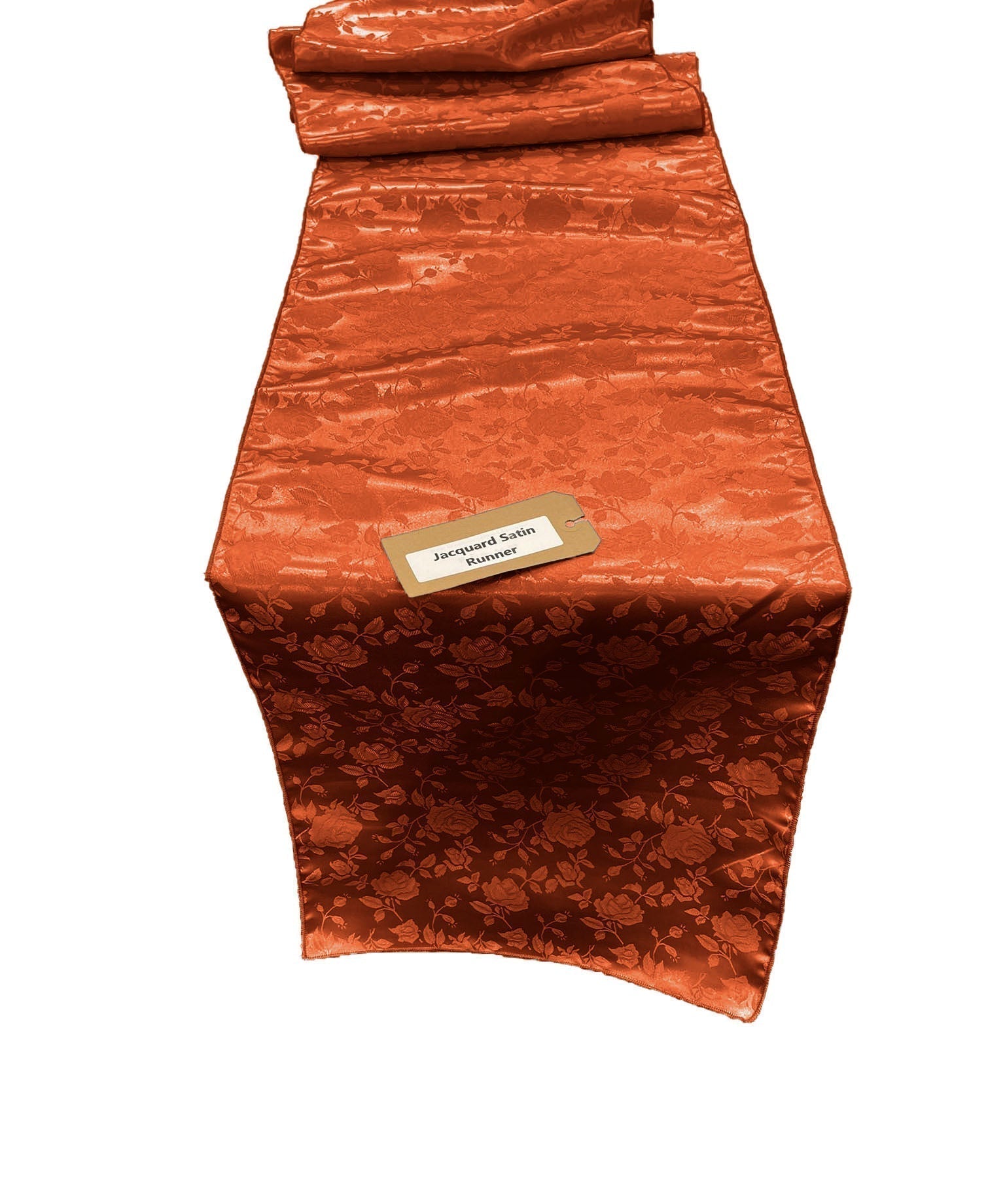 Jacquard Satin Roses Runner, Party Supply / Wedding / Decoration (14" Wide x 120" Long).