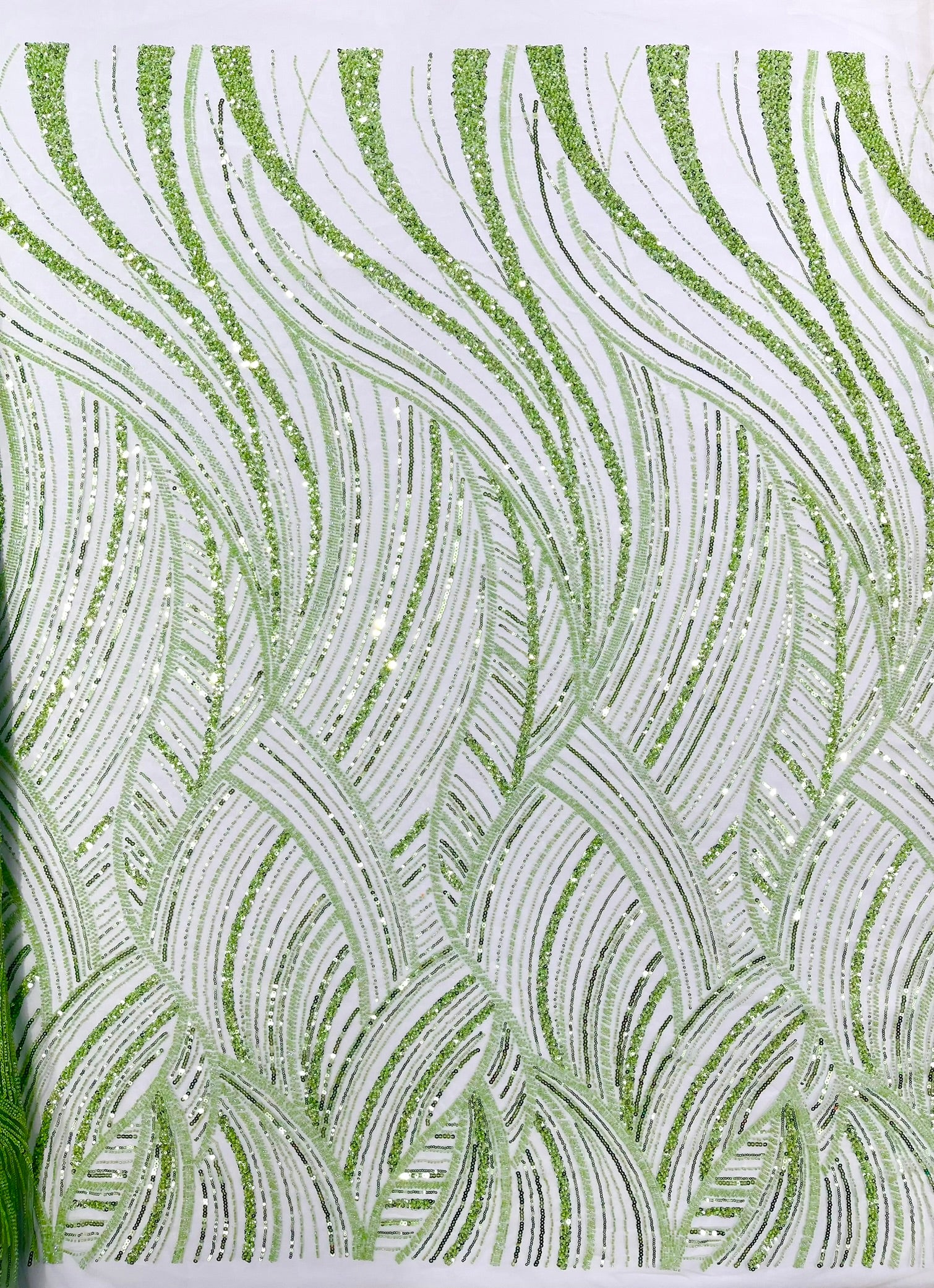 Luxury Feather Damask Beaded Lace Fabric| Prom| Wedding| By The Yard.