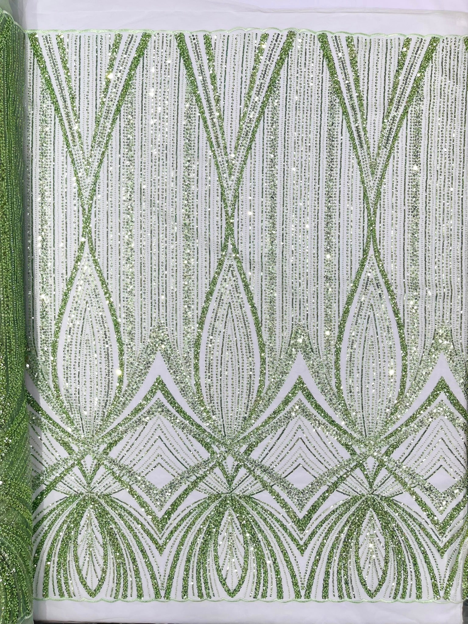 Geometric New York Fashion Beaded Lace, By The Yard.