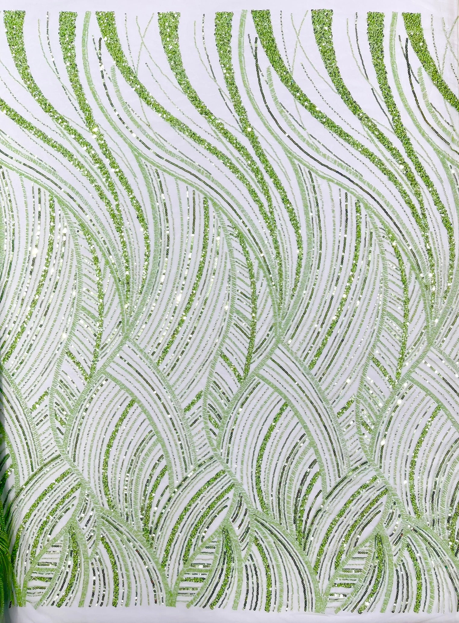 Luxury Feather Damask Beaded Lace Fabric| Prom| Wedding| By The Yard.