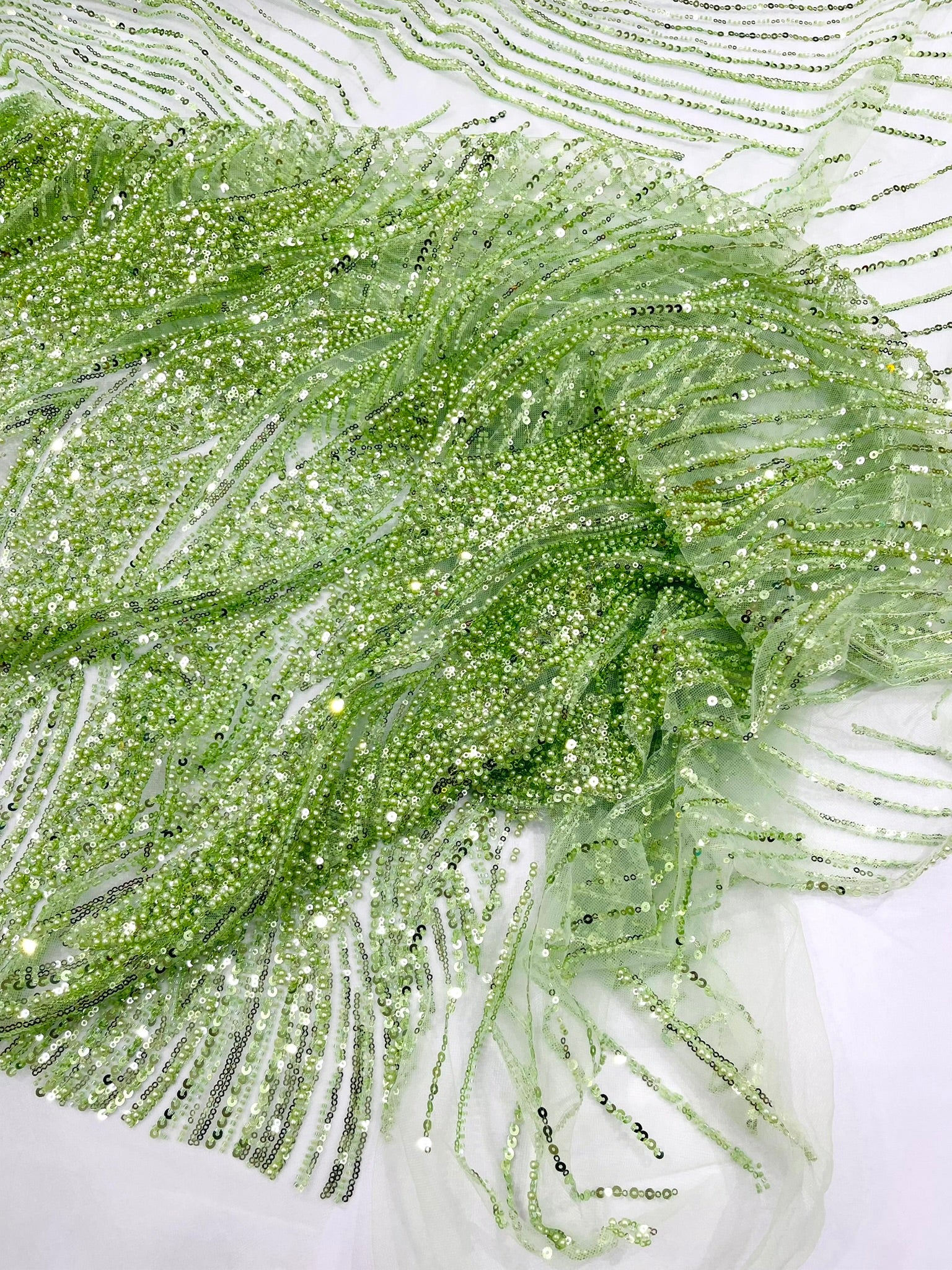 Flame Fashion Beaded Lace Fabric| Prom| Wedding| By The Yard.