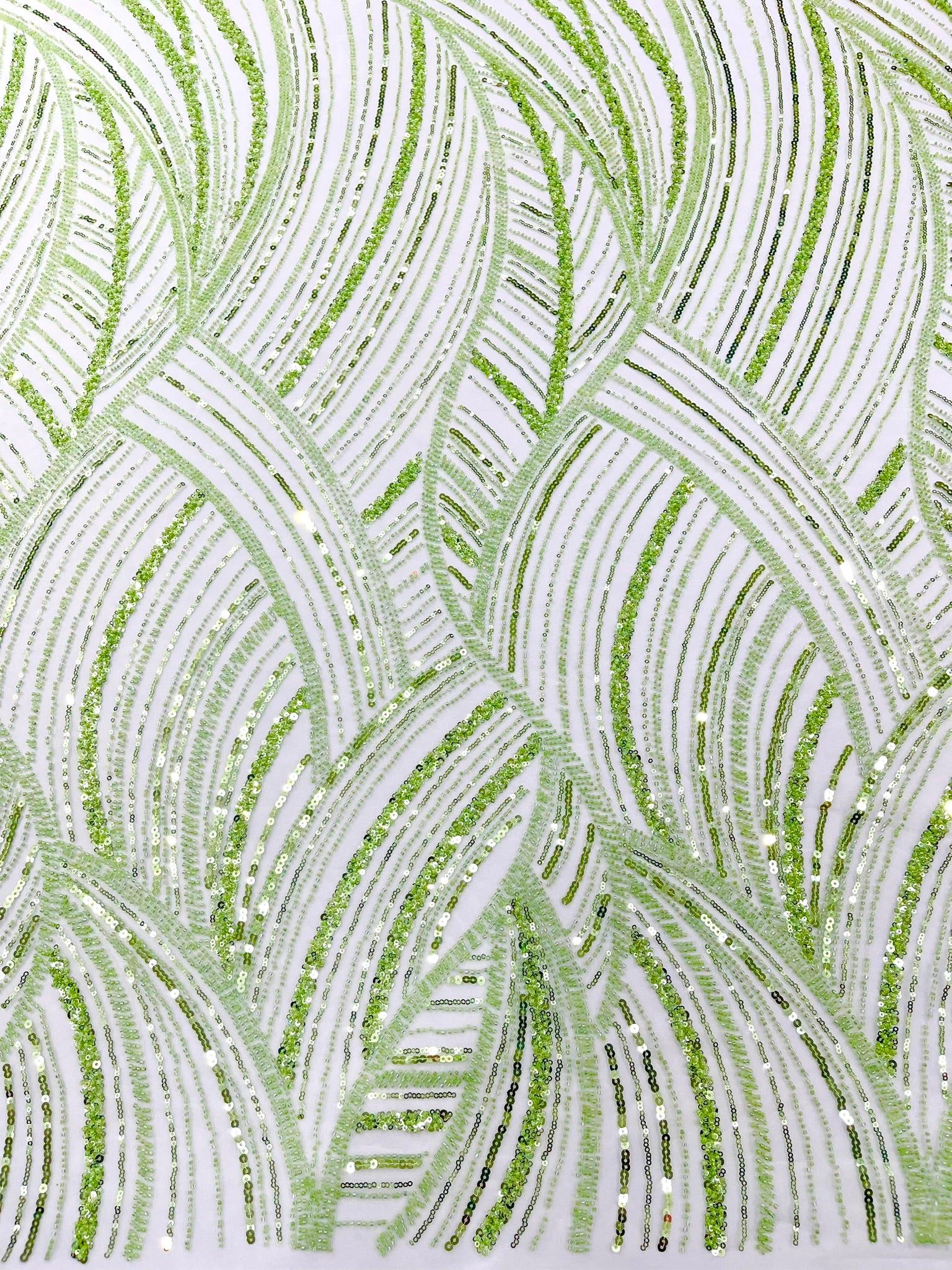 Luxury Feather Damask Beaded Lace Fabric| Prom| Wedding| By The Yard.