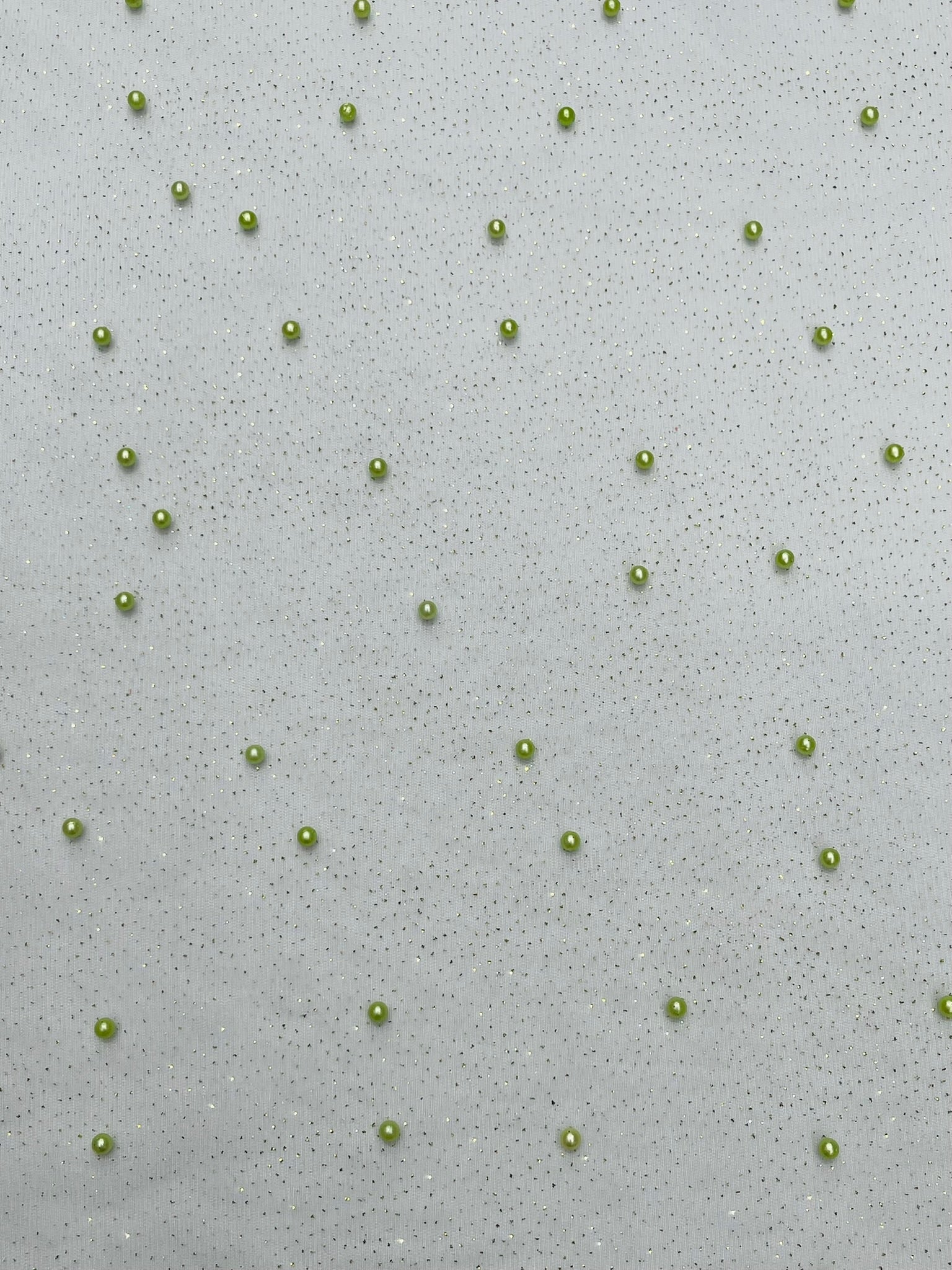 Pearl Glitter Studded Mesh, 2-Way Stretch Shimmer Mesh Fabric, Sold by the yard.