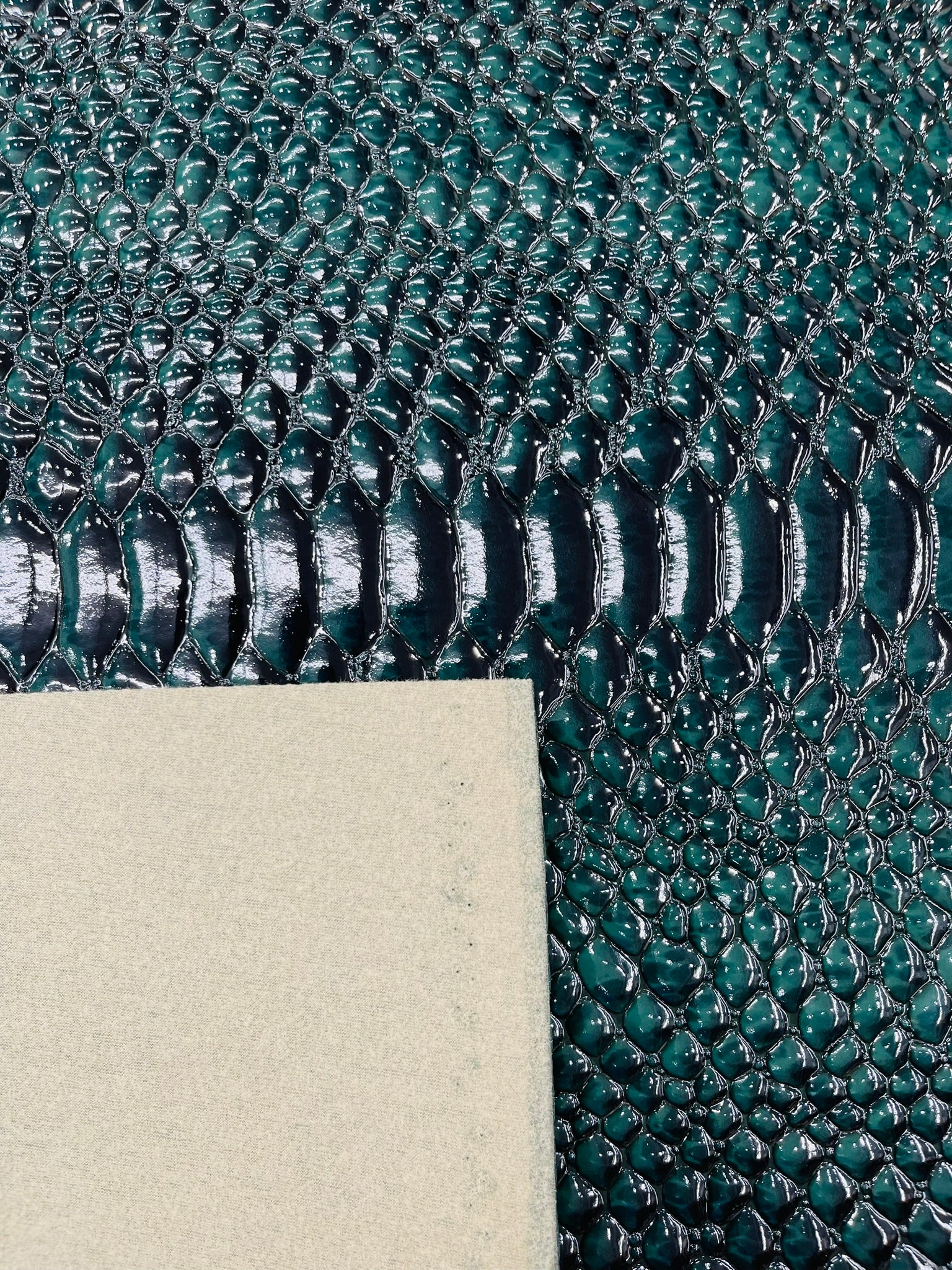 Cobra Snake Shiny Vinyl 3D Embossed Fabric / 2 Tone Cobra Snake Vinyl Leather 54" Wide