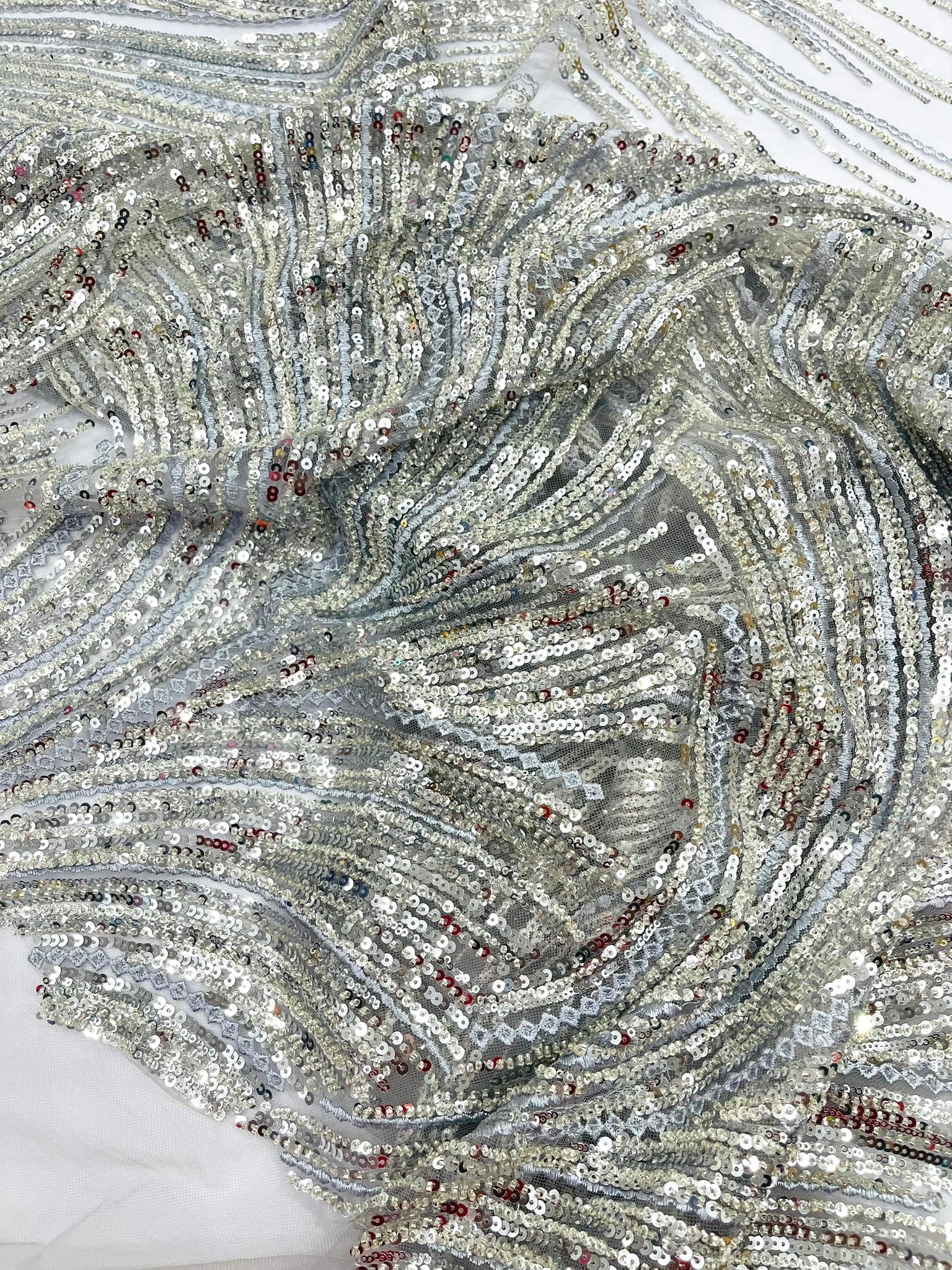 Luxury Flame Beaded Lace Fabric| Prom| Wedding| By The Yard.