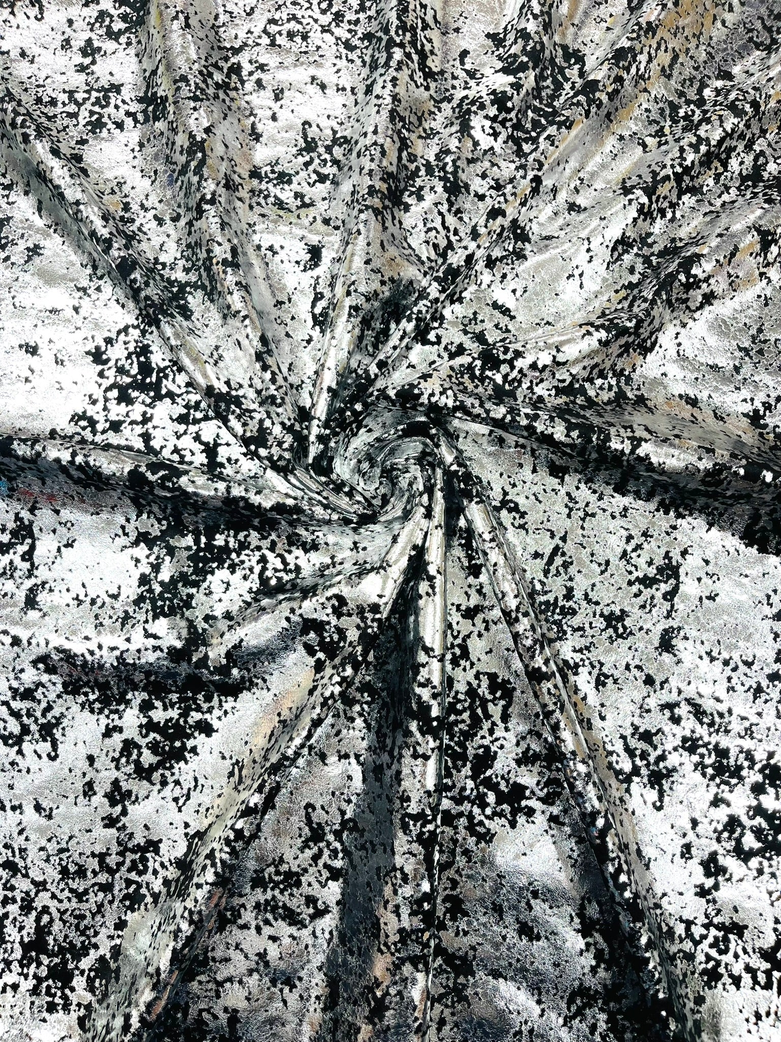Velvet stretch splatter foil design/4-way stretch fabric- Sold by the yard