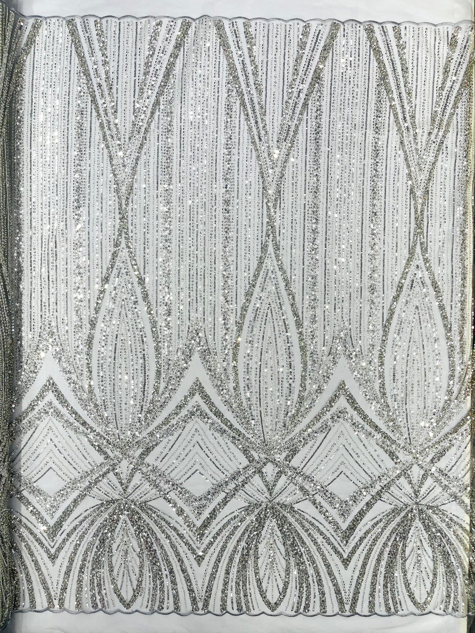 Geometric New York Fashion Beaded Lace, By The Yard.