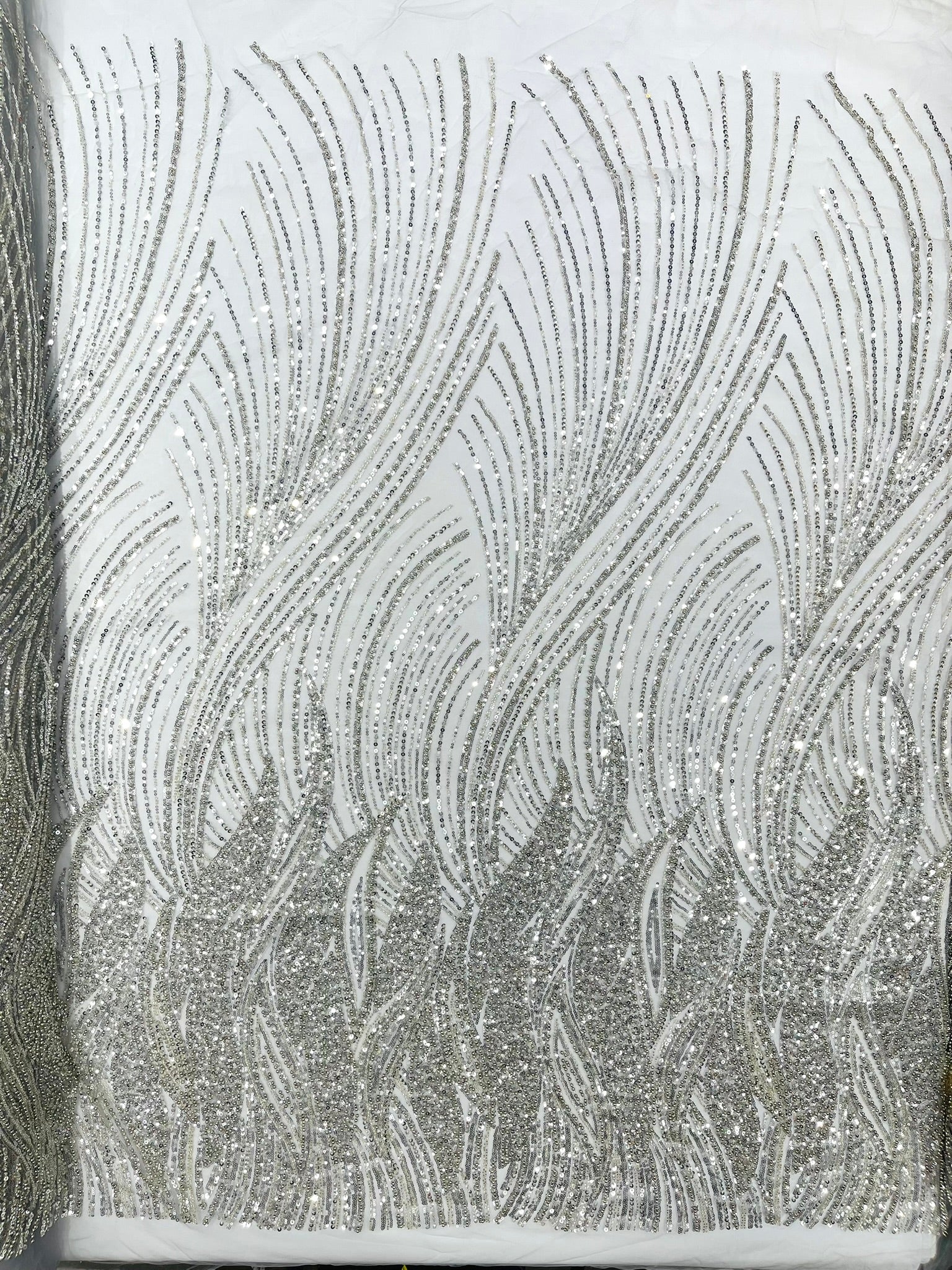 Flame Fashion Beaded Lace Fabric| Prom| Wedding| By The Yard.