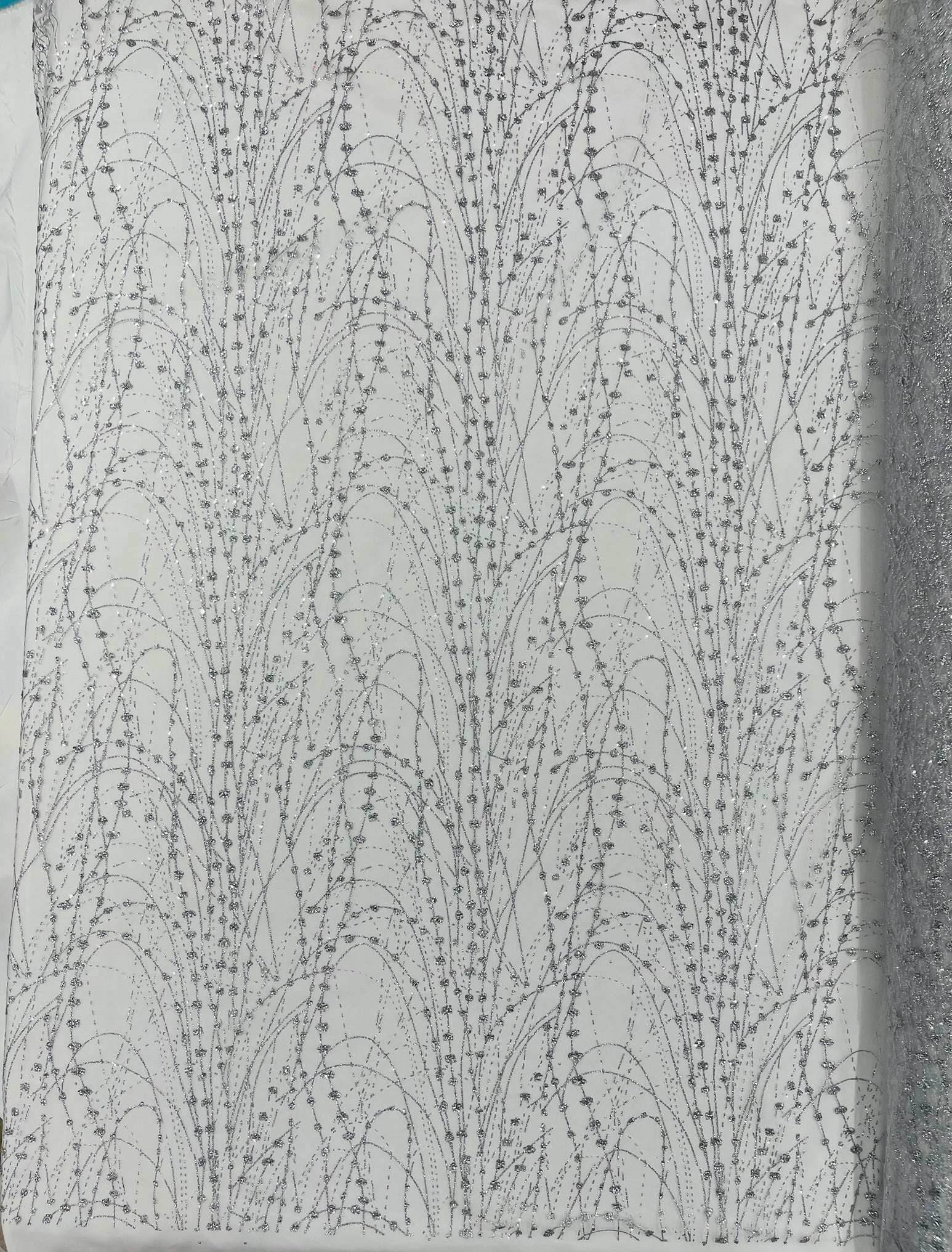 Glitter Galaxy Design On A Mesh Lace Fabric/Prom.