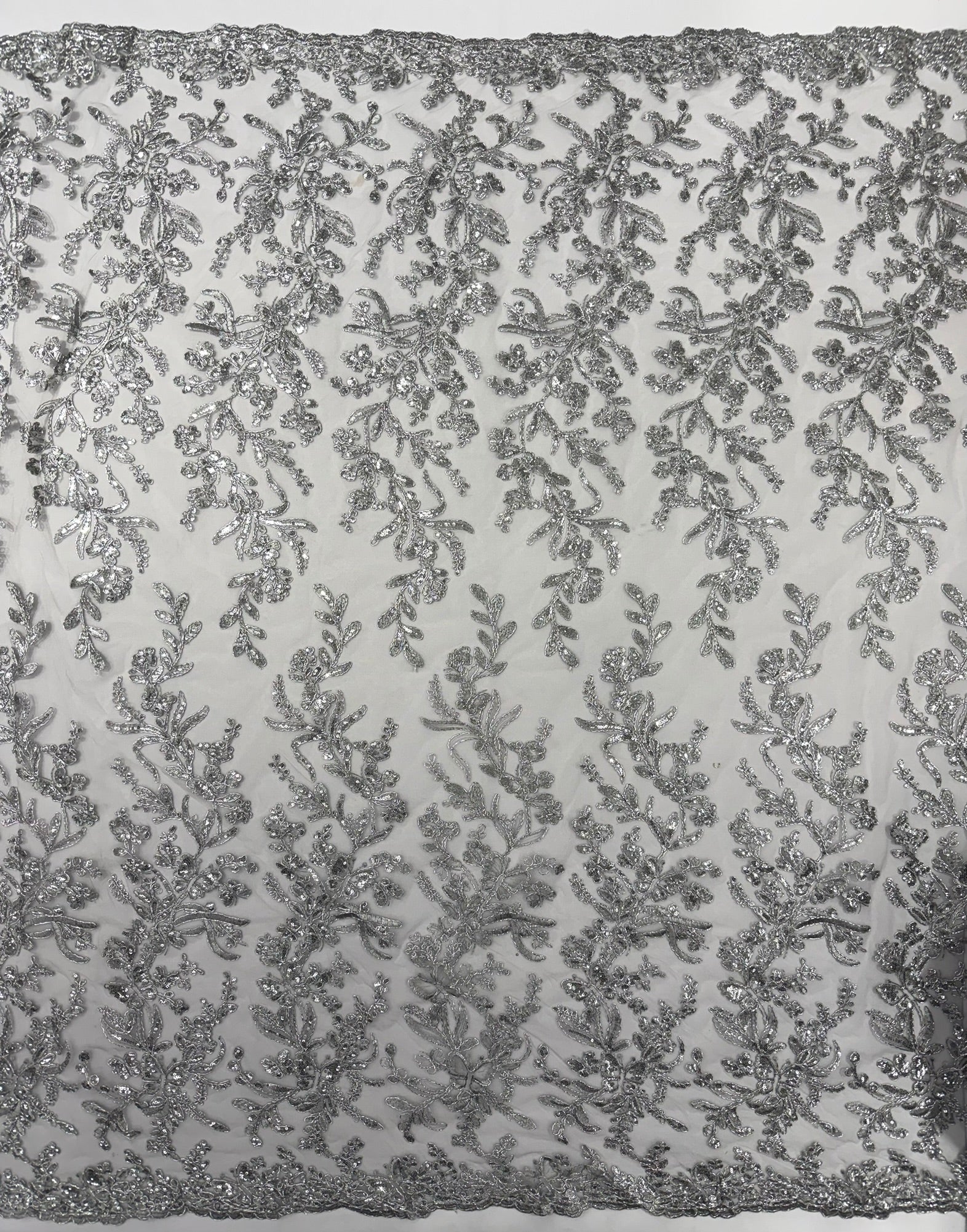 Corded Lace with Butterfly Embroidery and Sequin on Mesh 54" Wide | VIP Textile Inc.