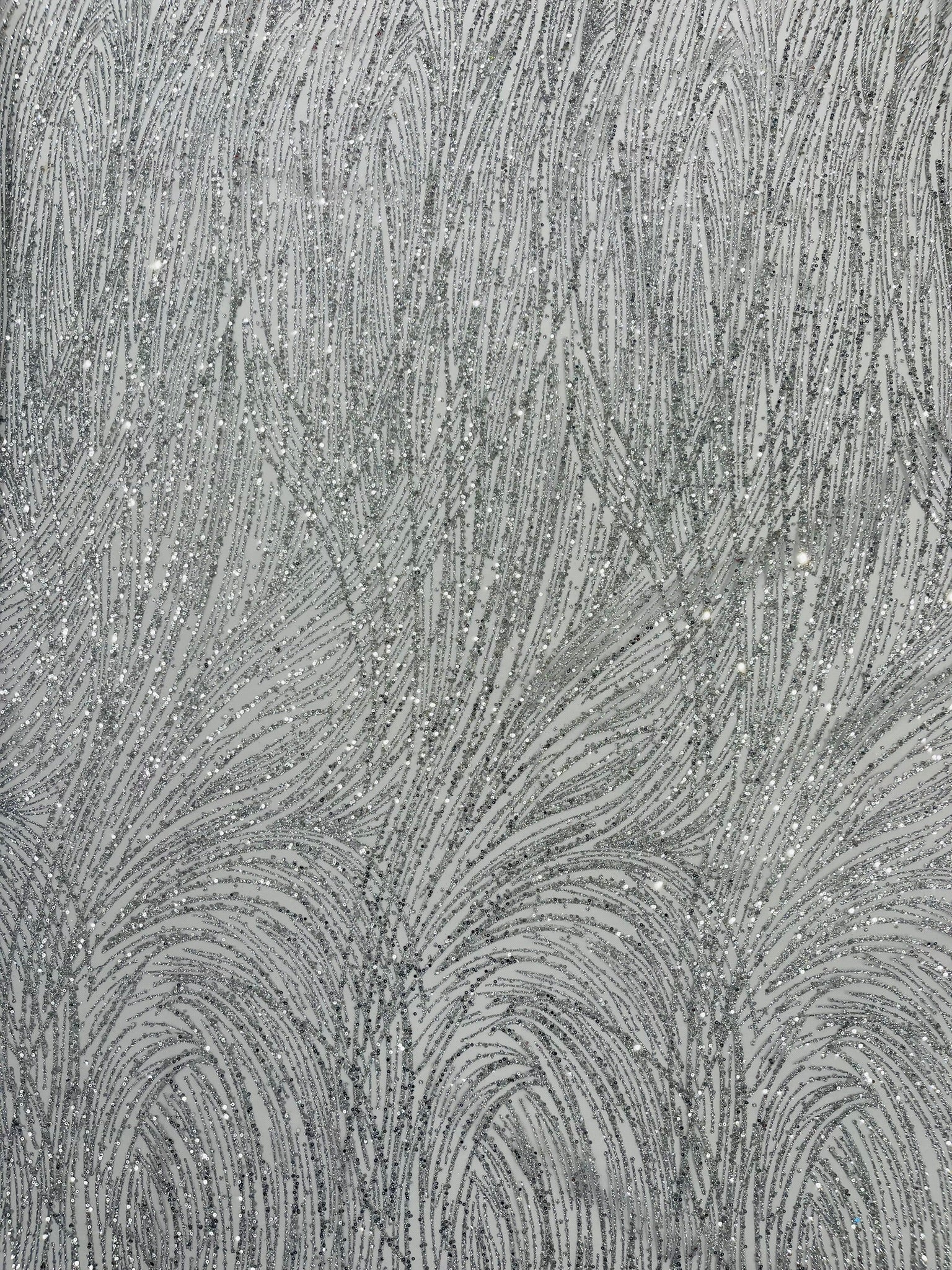 Fashion Glitter Design On A Mesh Lace Fabric/Prom.