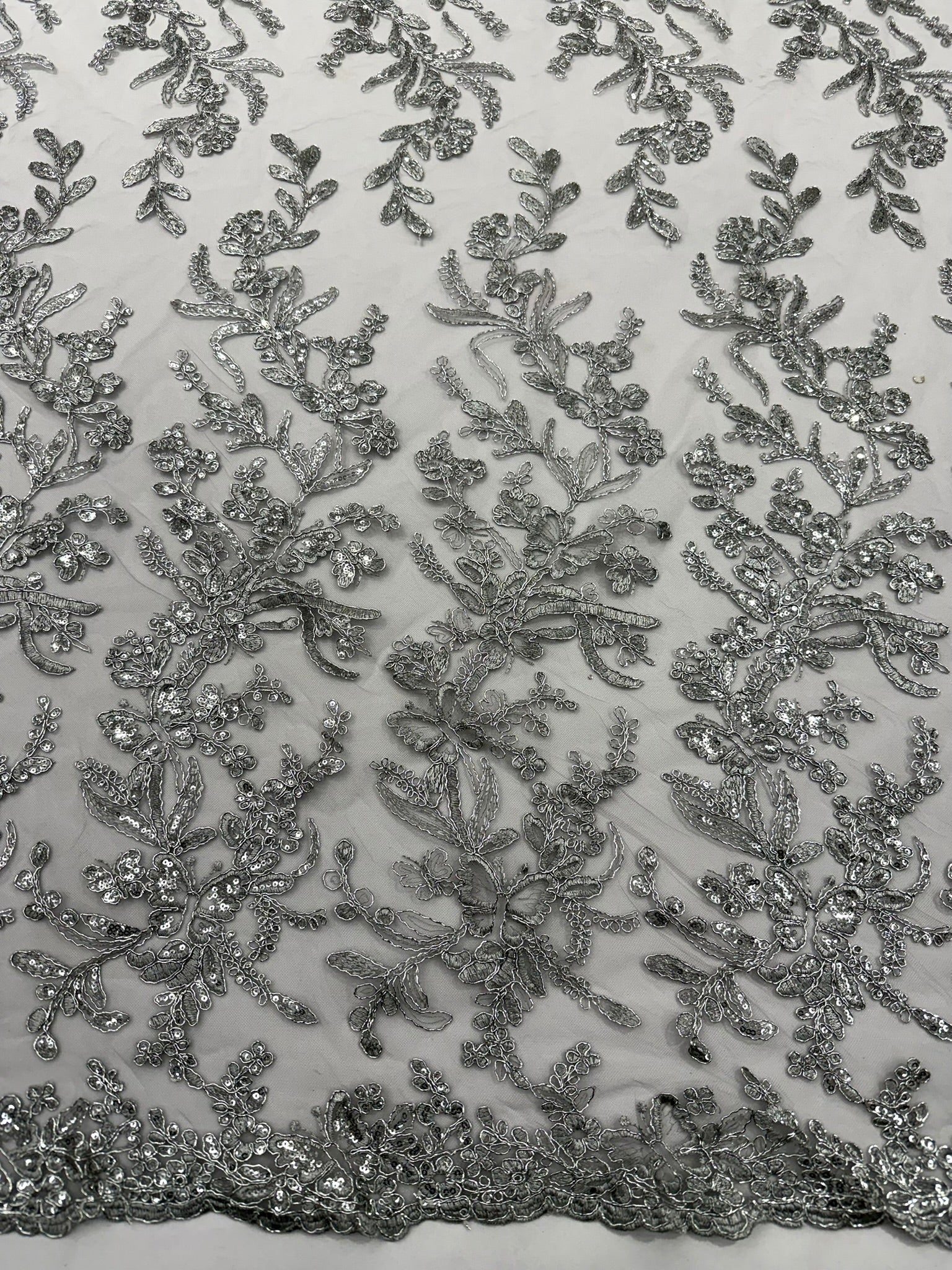 Corded Lace with Butterfly Embroidery and Sequin on Mesh 54" Wide | VIP Textile Inc.