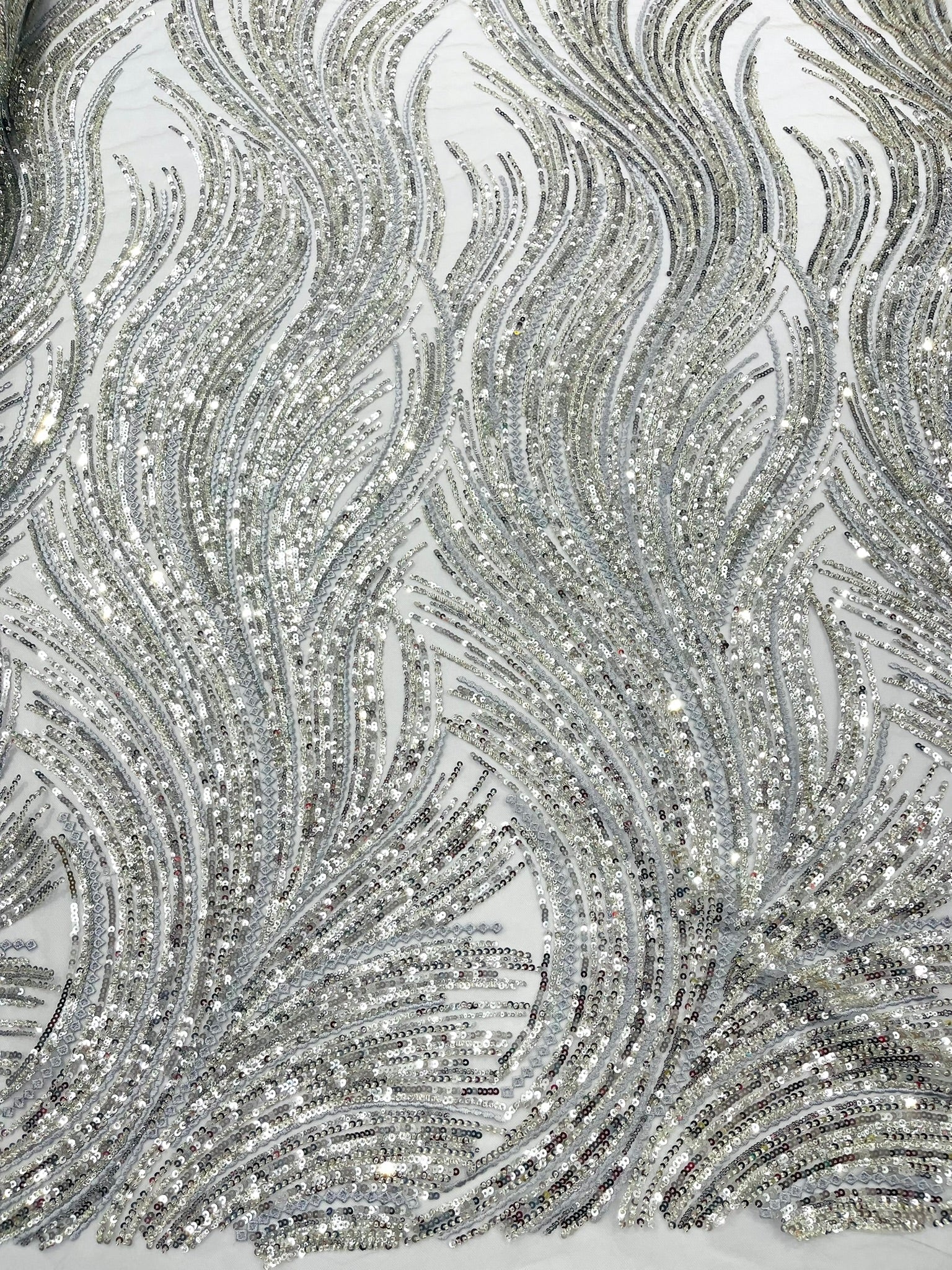 Luxury Flame Beaded Lace Fabric| Prom| Wedding| By The Yard.