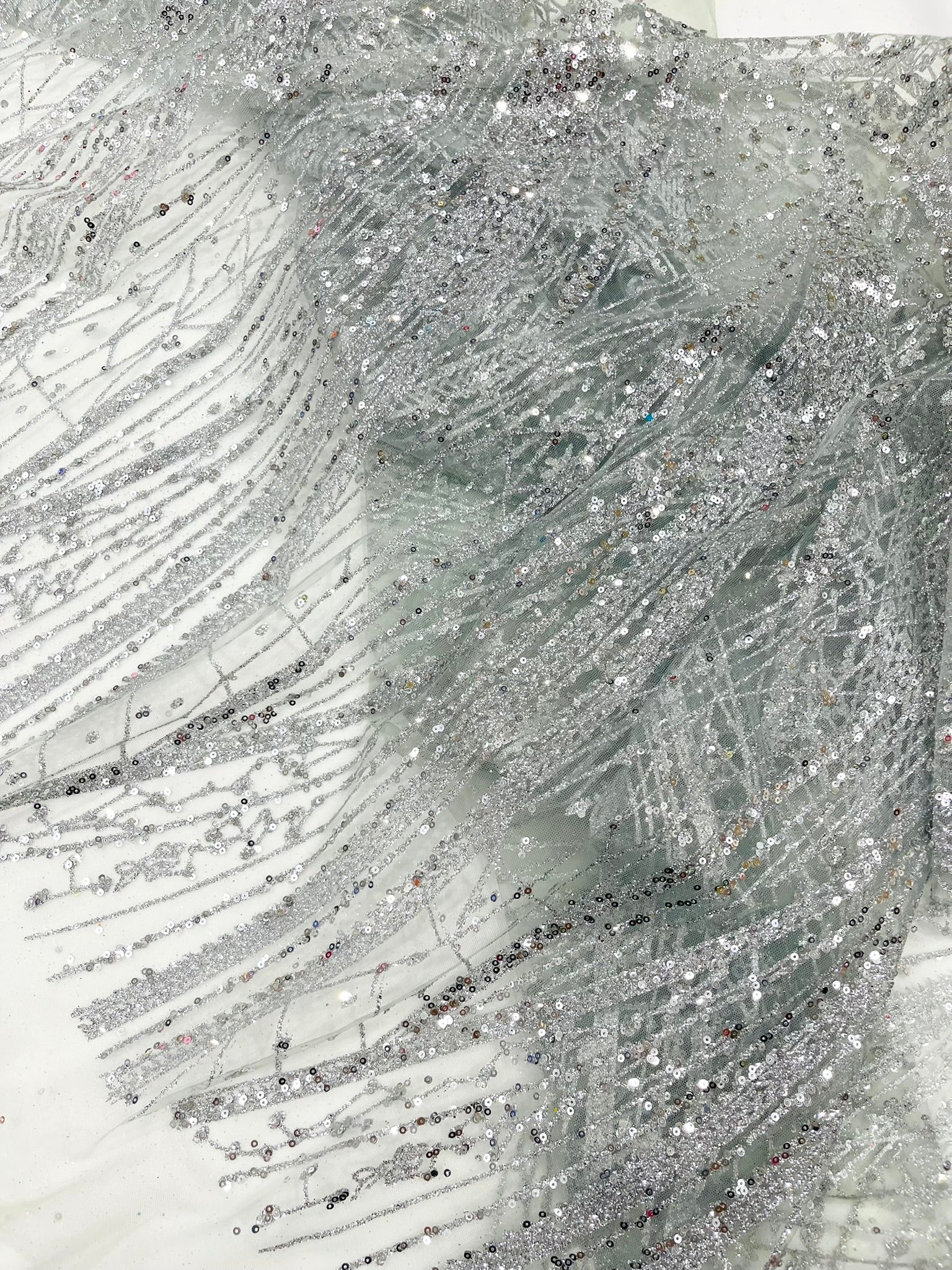 Geometric Fashion Glitter Design On A Mesh Lace Fabric| 58" Wide| Prom Dresses.