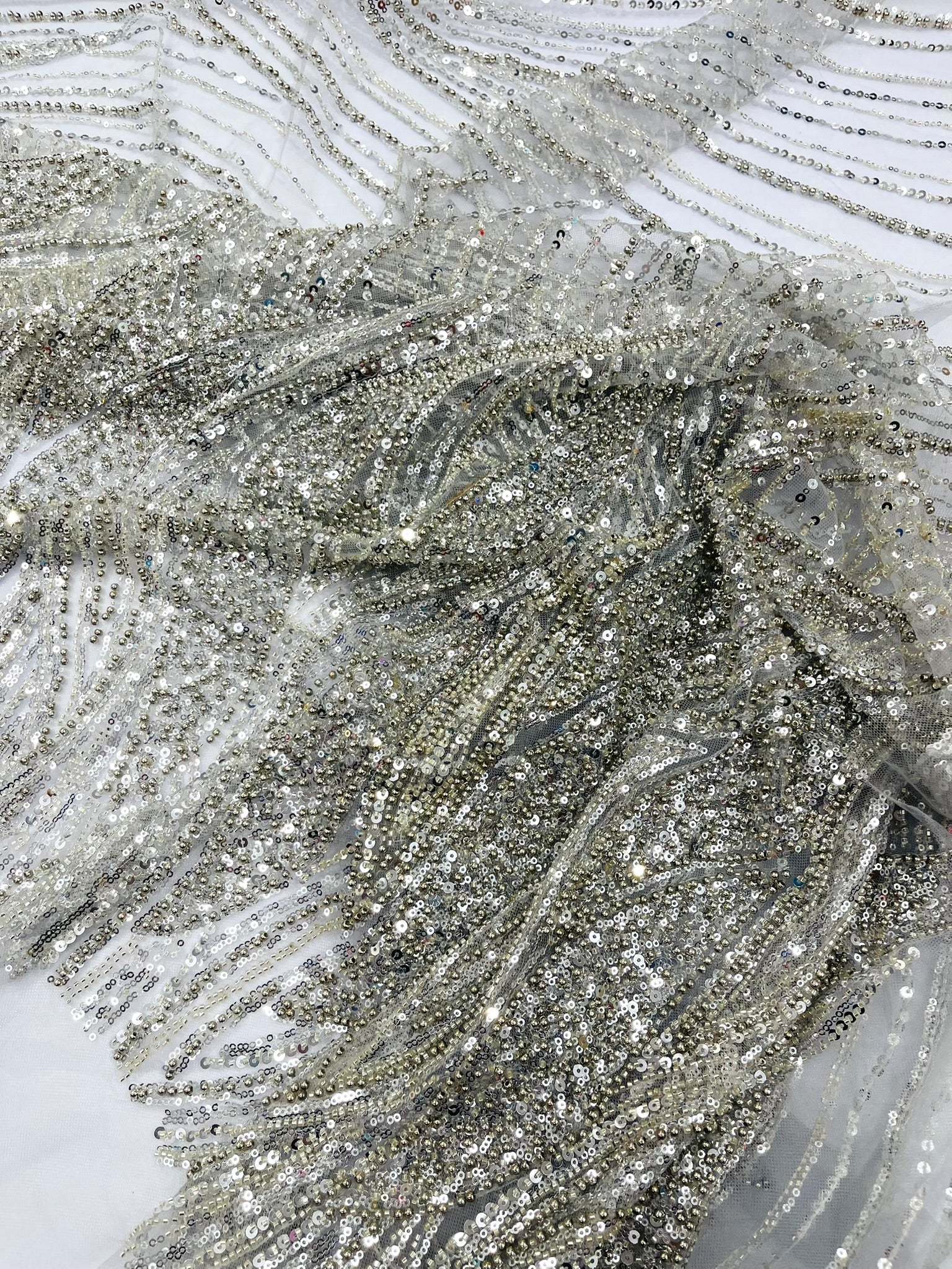 Flame Fashion Beaded Lace Fabric| Prom| Wedding| By The Yard.