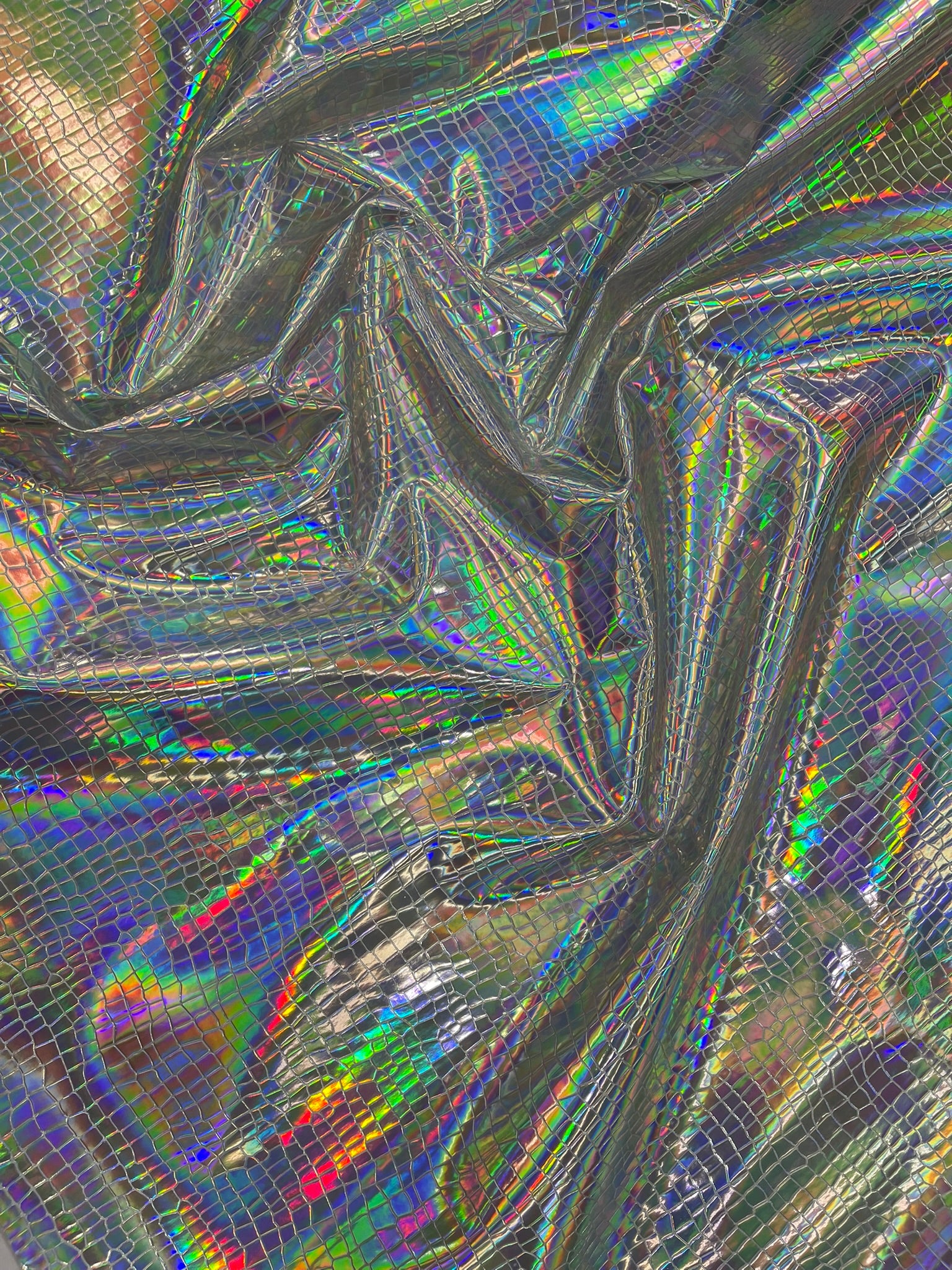 Crocodile Embossed PVC Holographic Vinyl Fabric / Upholstery Crafting Accessories Applications