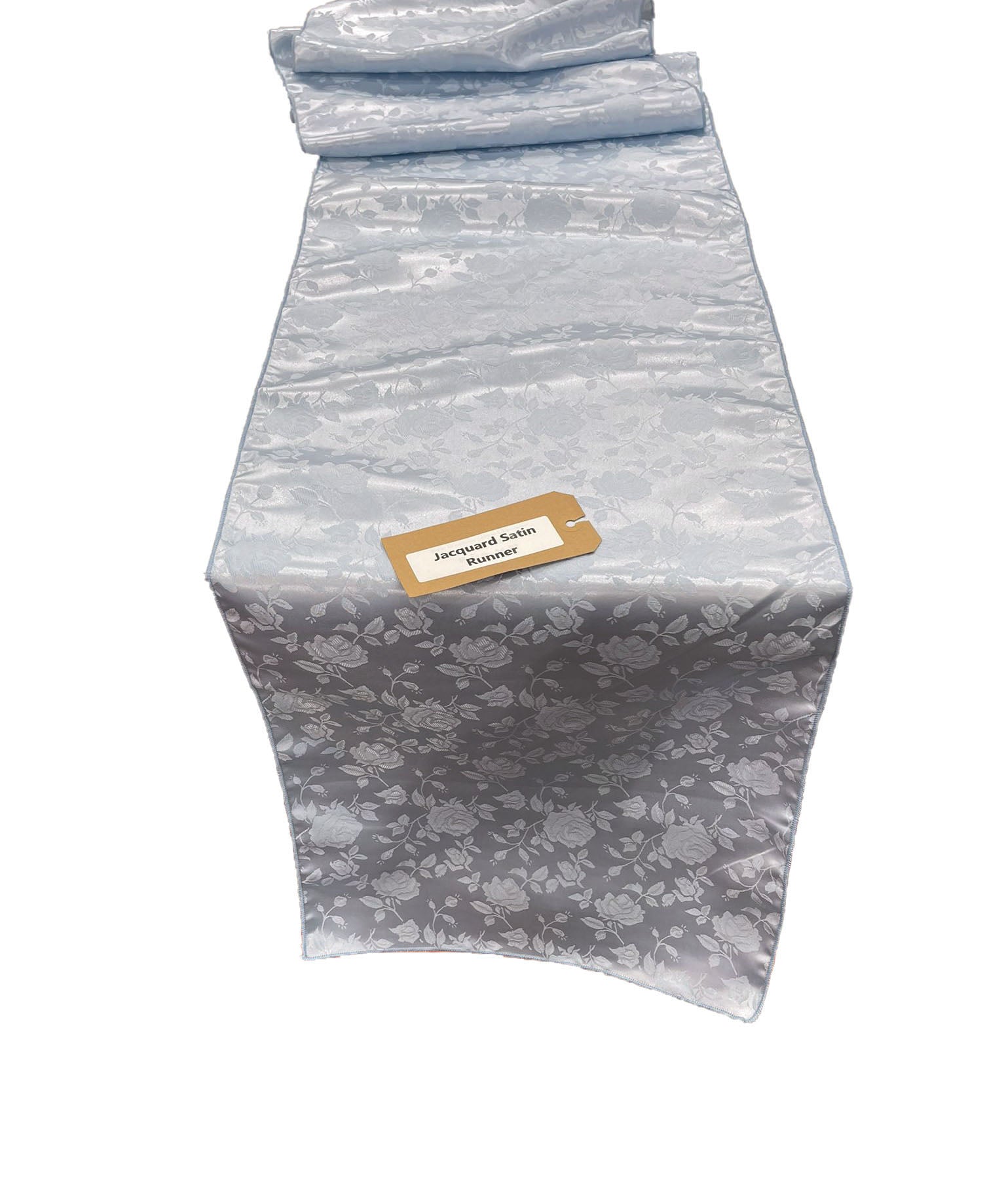 Jacquard Satin Roses Runner, Party Supply / Wedding / Decoration (14" Wide x 120" Long).