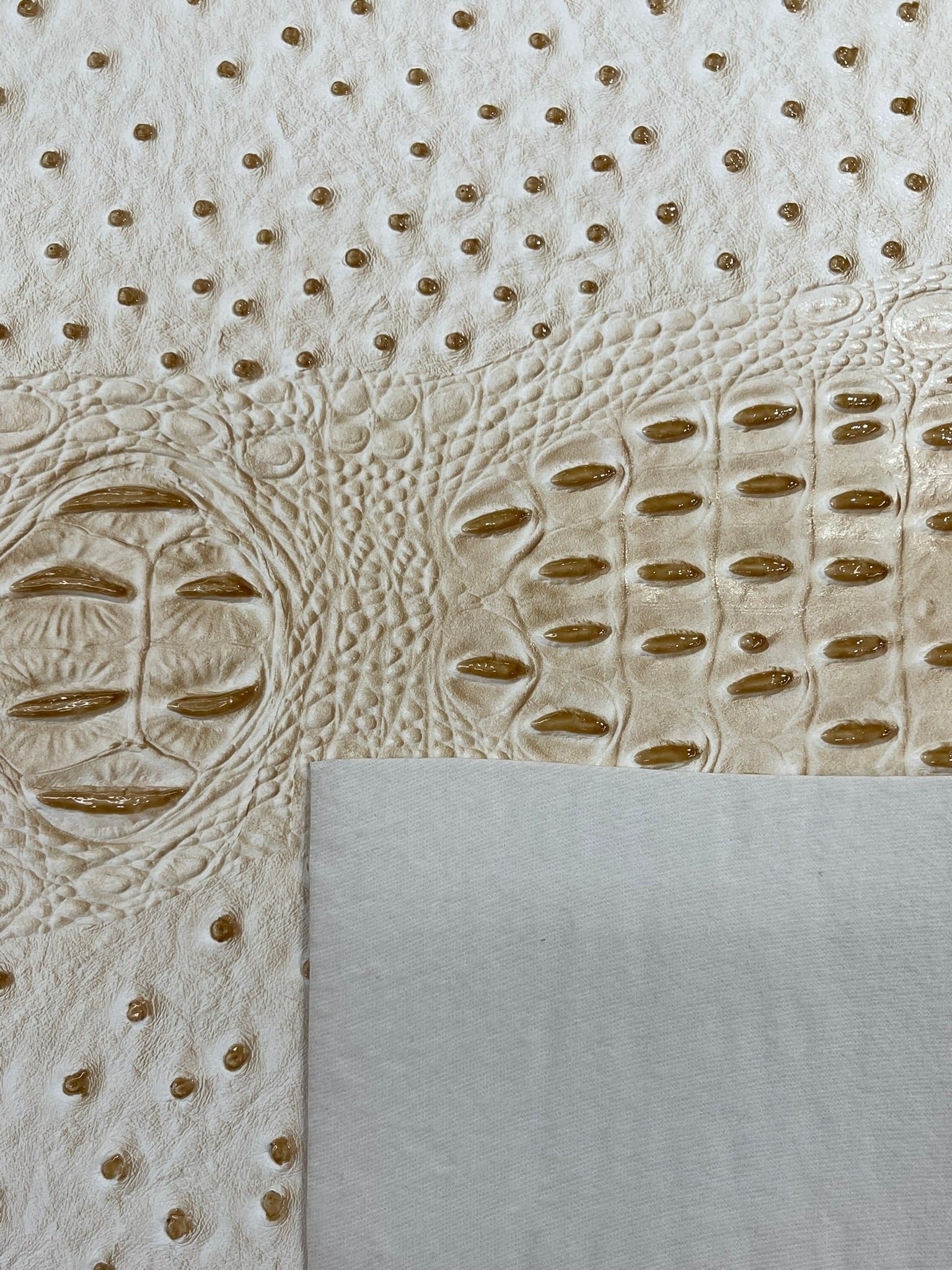 Ostrich Embossed Vinyl Fabric By The Yard / 2 Tone Crocodile Ostrich Vinyl Leather 54" Wide