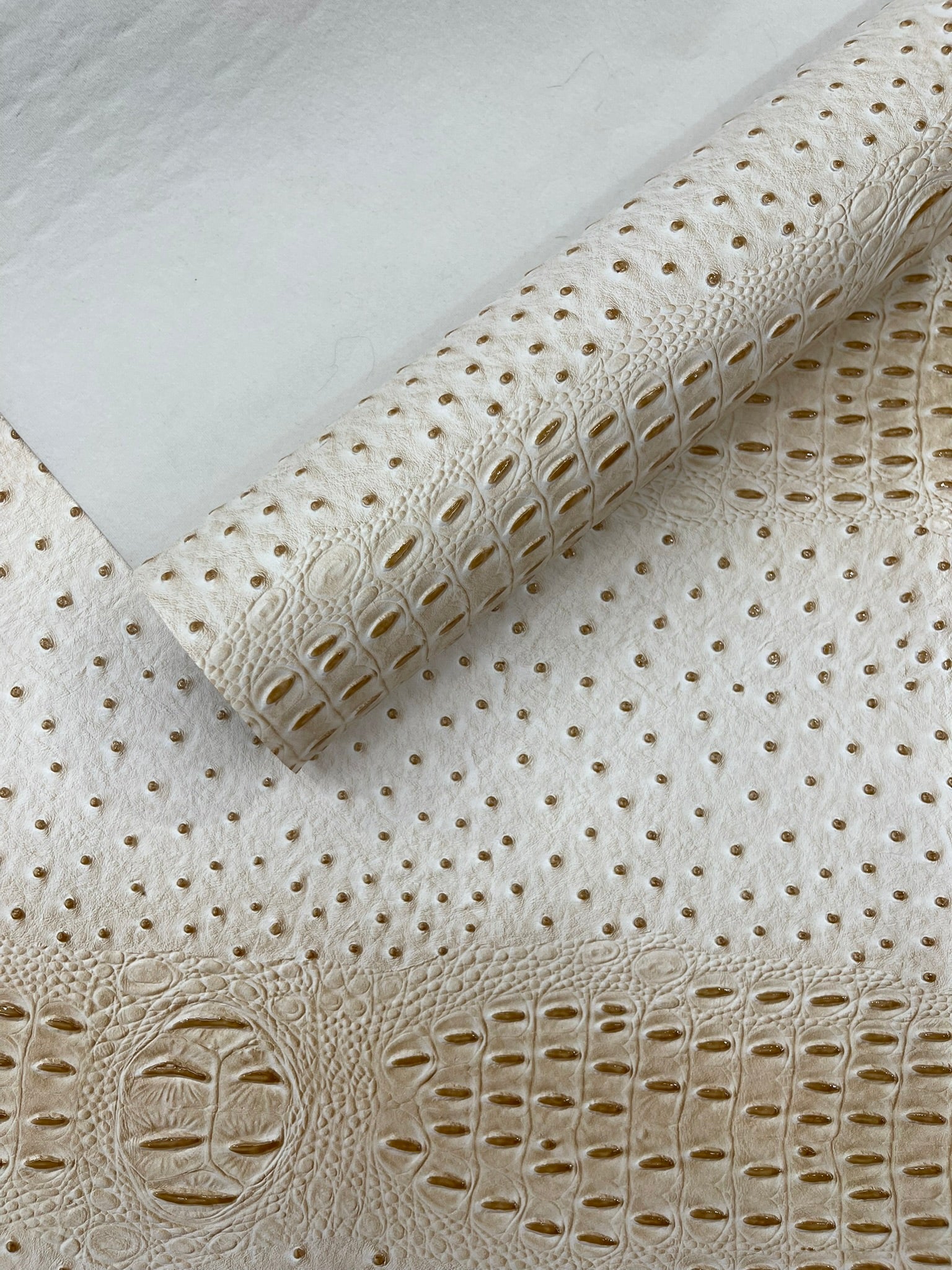 Ostrich Embossed Vinyl Fabric By The Yard / 2 Tone Crocodile Ostrich Vinyl Leather 54" Wide