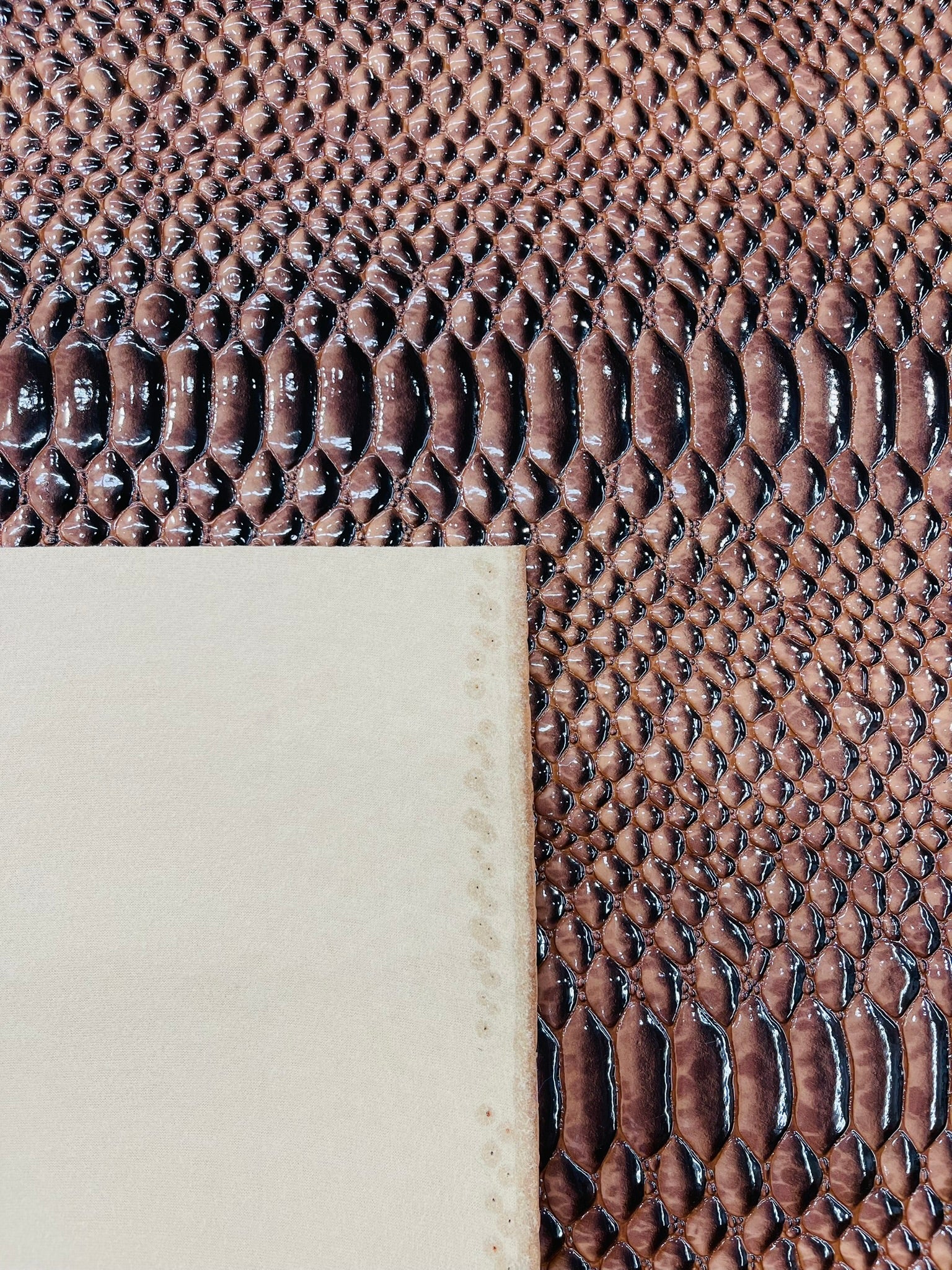 Cobra Snake Shiny Vinyl 3D Embossed Fabric / 2 Tone Cobra Snake Vinyl Leather 54" Wide