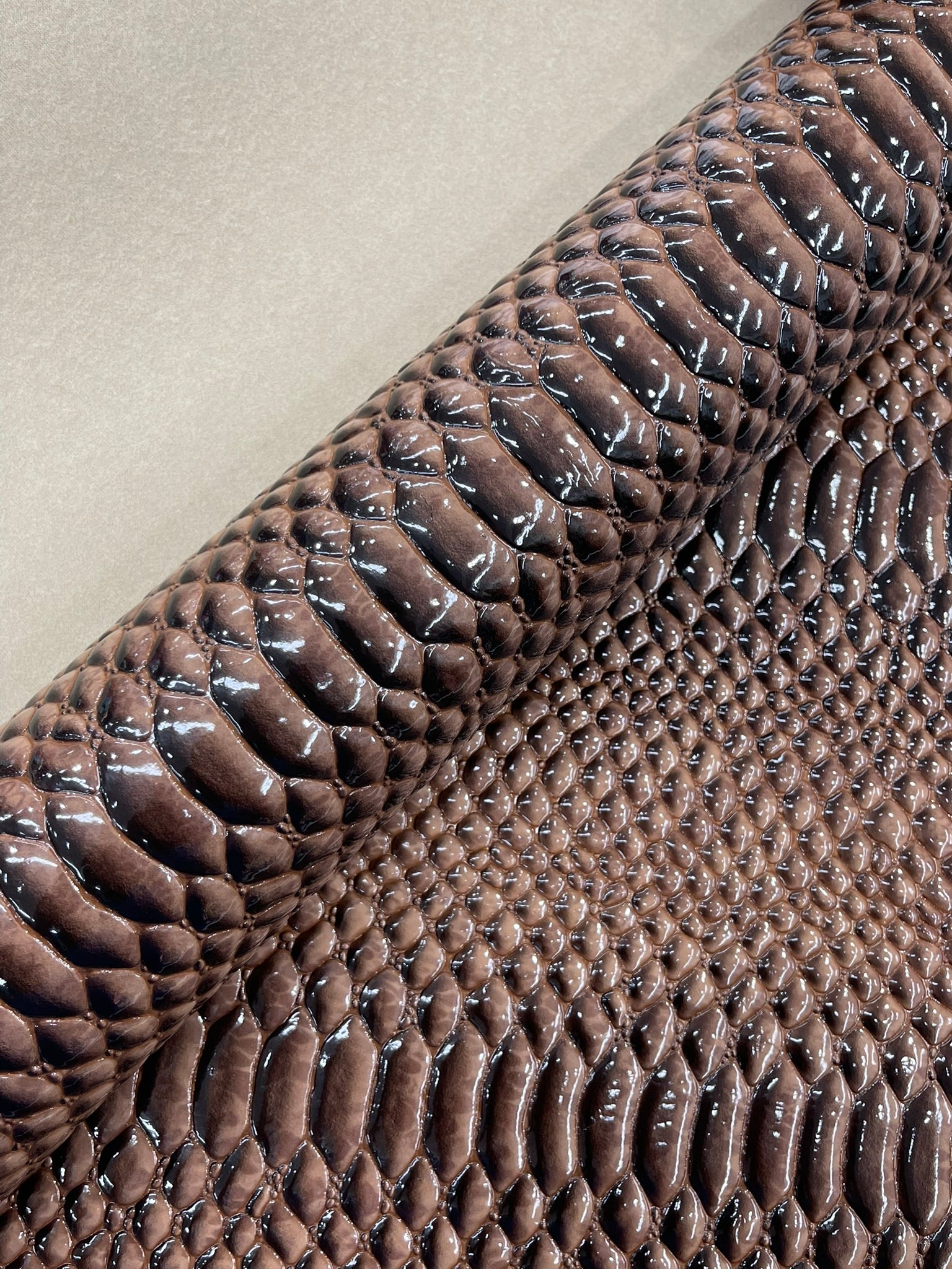 Cobra Snake Shiny Vinyl 3D Embossed Fabric / 2 Tone Cobra Snake Vinyl Leather 54" Wide