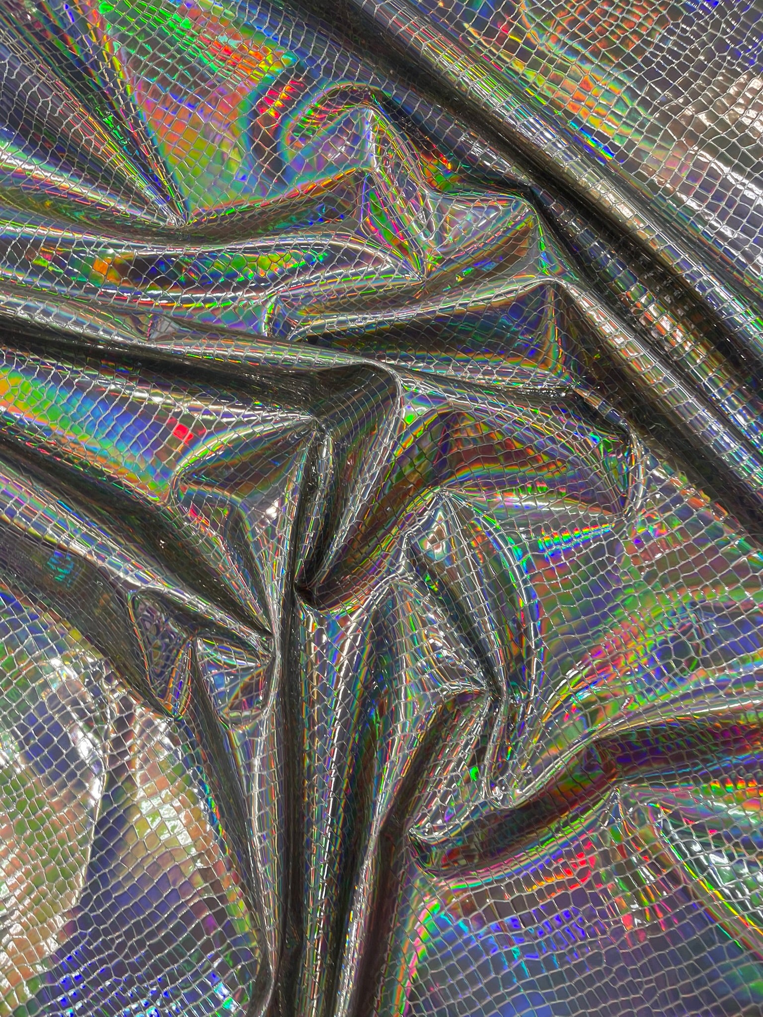 Crocodile Embossed PVC Holographic Vinyl Fabric / Upholstery Crafting Accessories Applications