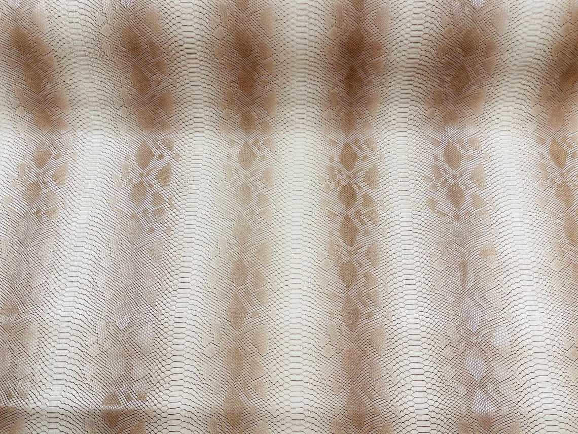 Faux Snake Skin Vinyl Fabric - Tan - High Quality Vinyl Snake Animal Print Fabric By Yard