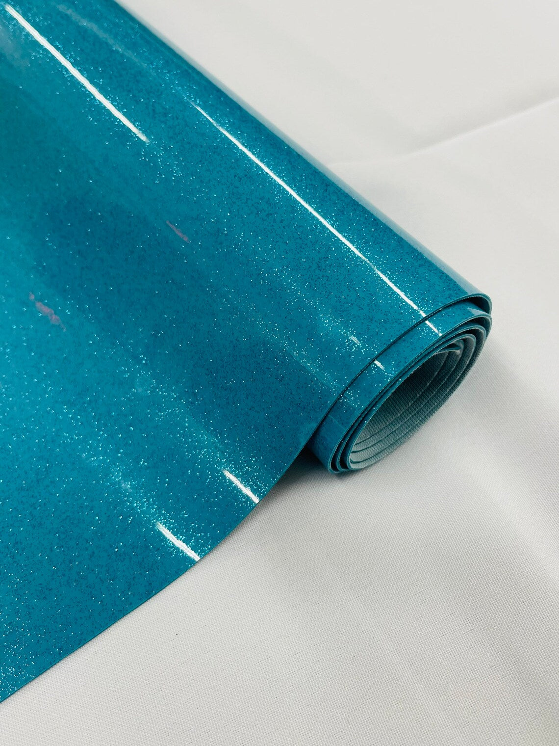 Metallic Glitter Vinyl Fabric - Turquoise - High Quality Shiny Glitter Vinyl Fabric By Yard