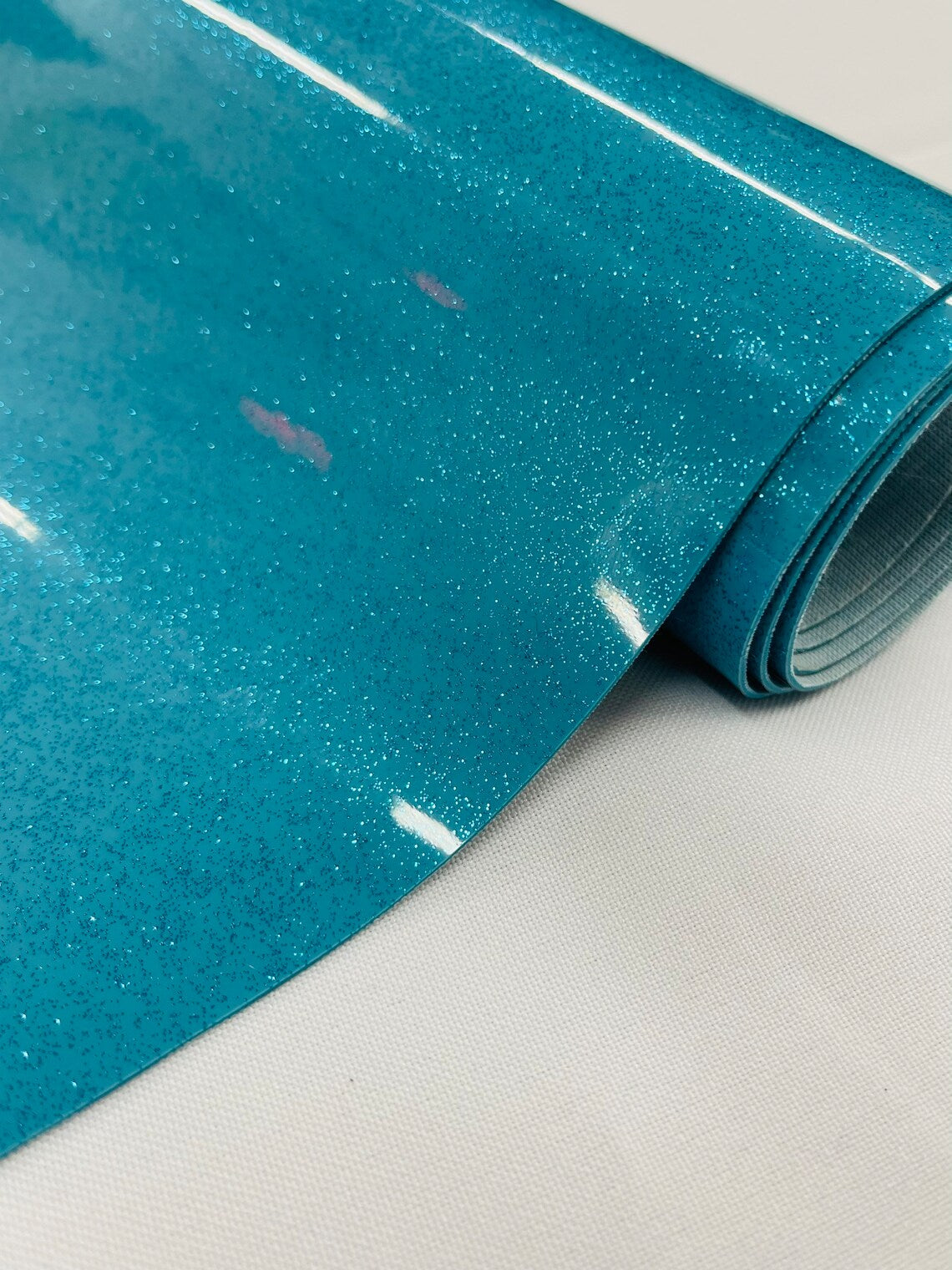 Metallic Glitter Vinyl Fabric - Turquoise - High Quality Shiny Glitter Vinyl Fabric By Yard