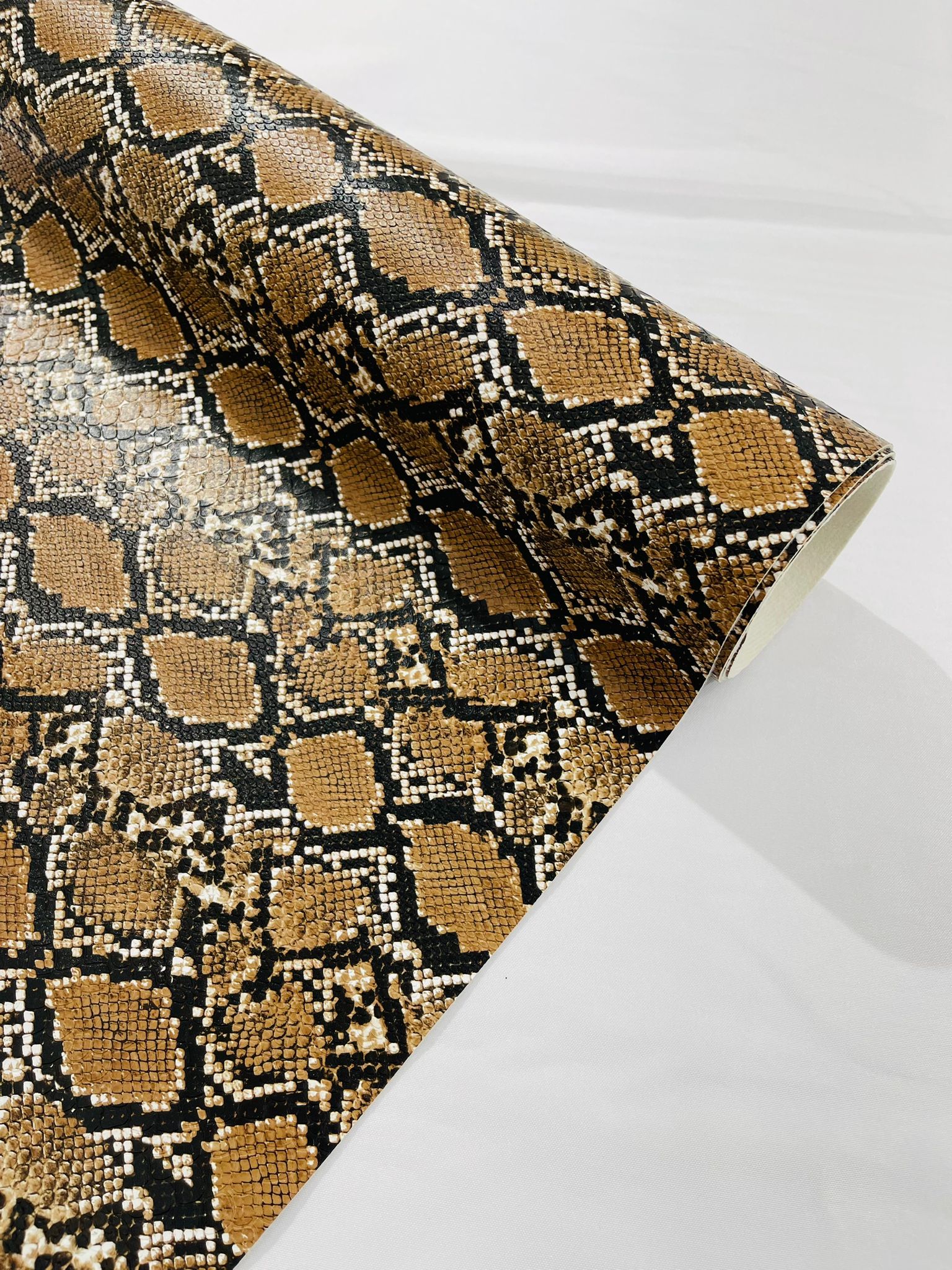 54" Wide Snake Fake Leather Upholstery, 3-D Viper Snake Skin Texture Faux Leather PVC Vinyl Fabric by The Yard