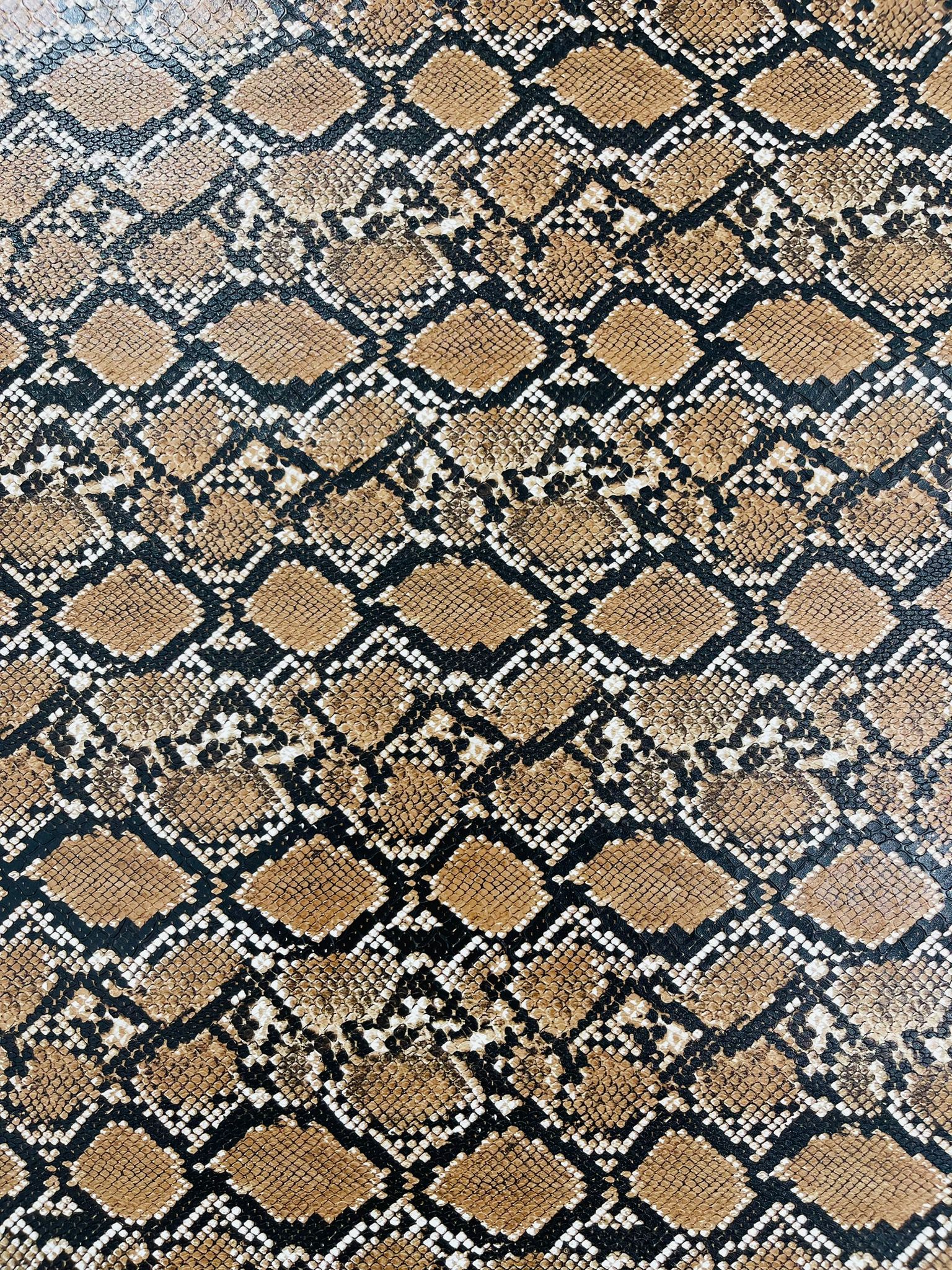 54" Wide Snake Fake Leather Upholstery, 3-D Viper Snake Skin Texture Faux Leather PVC Vinyl Fabric by The Yard