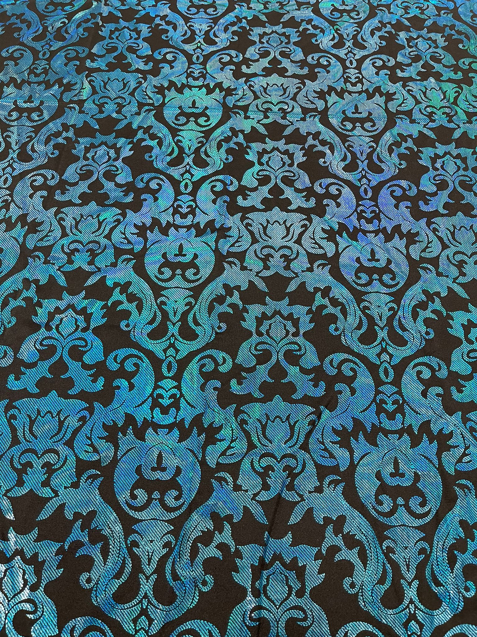 Metallic nylon spandex damask design 4way Stretch 58/60" Sold By The Yard.