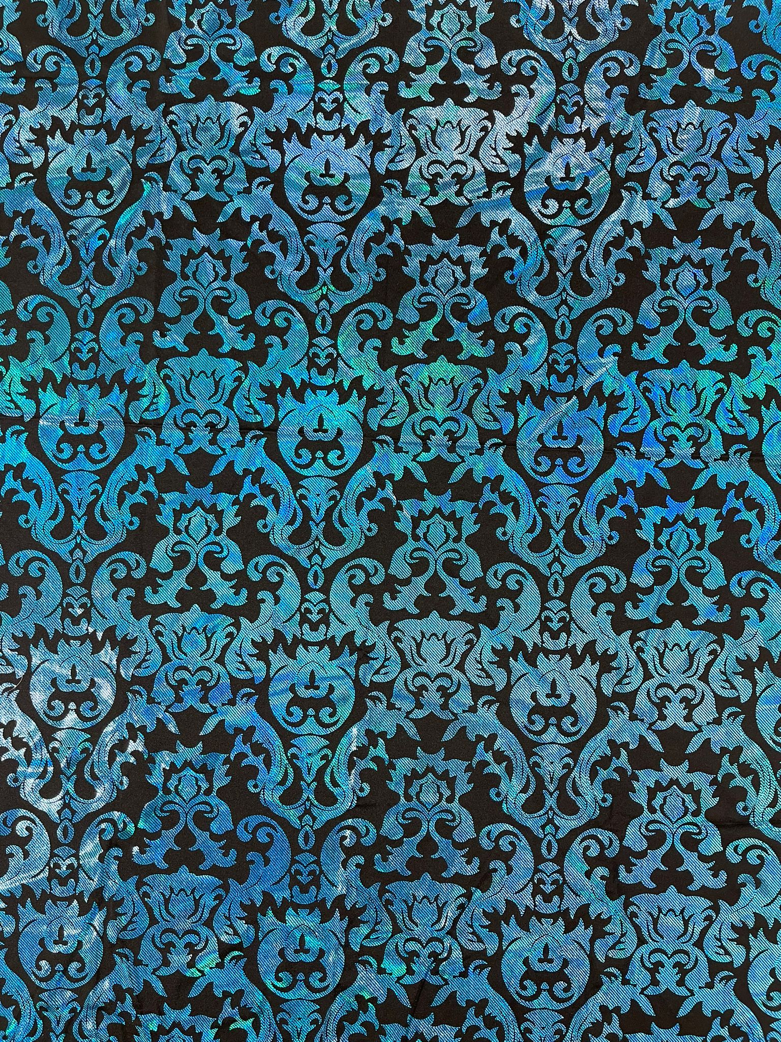 Metallic nylon spandex damask design 4way Stretch 58/60" Sold By The Yard.