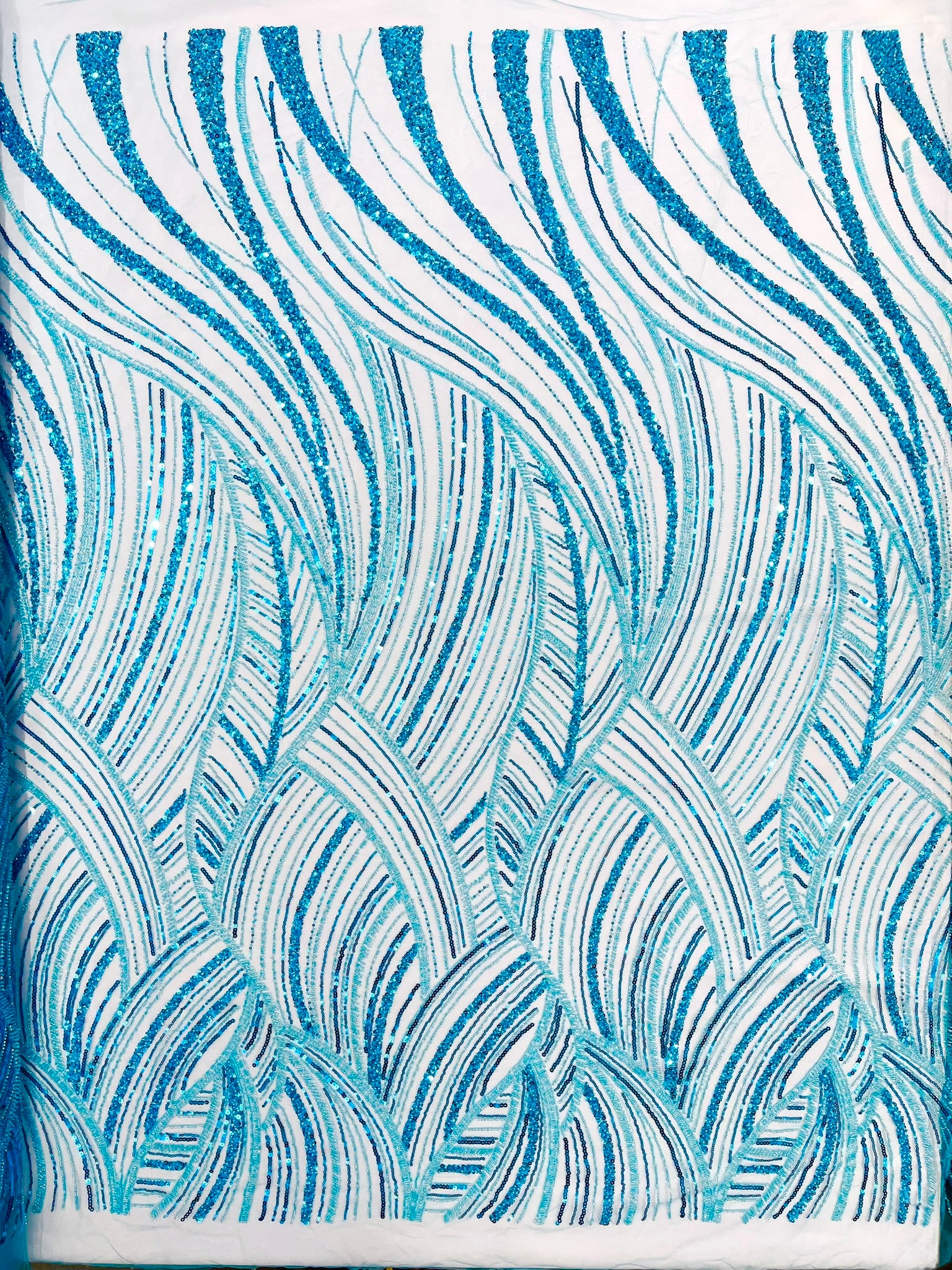 Luxury Feather Damask Beaded Lace Fabric| Prom| Wedding| By The Yard.