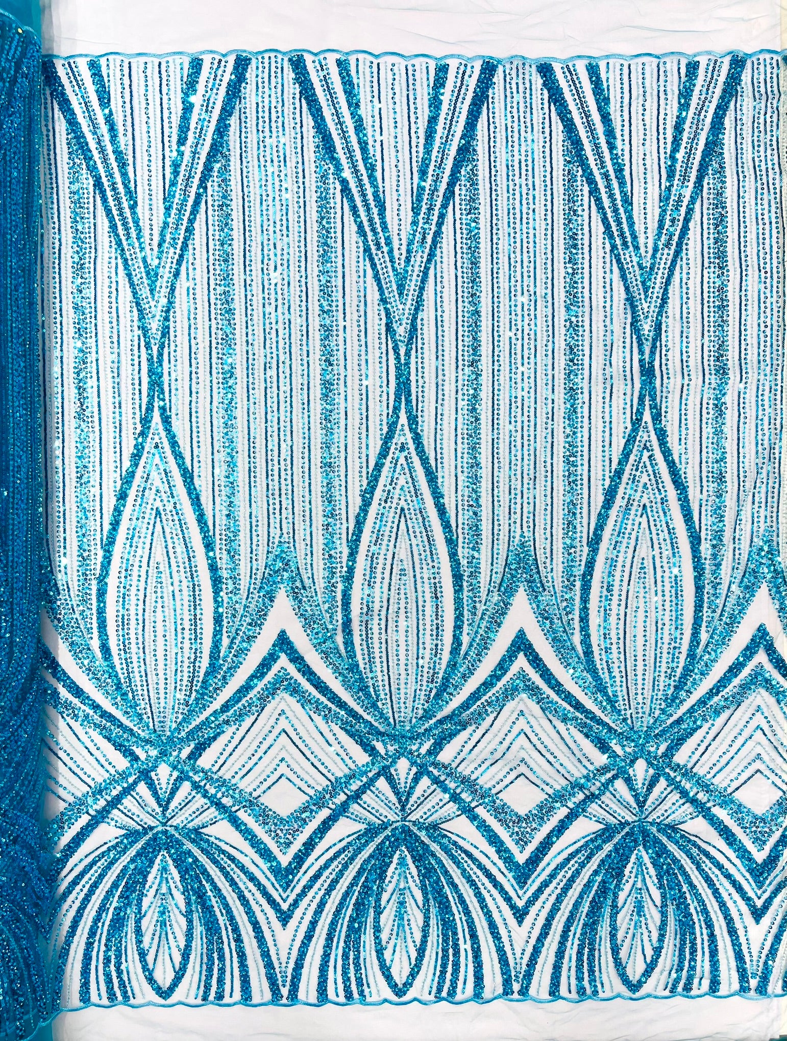 Geometric New York Fashion Beaded Lace, By The Yard.