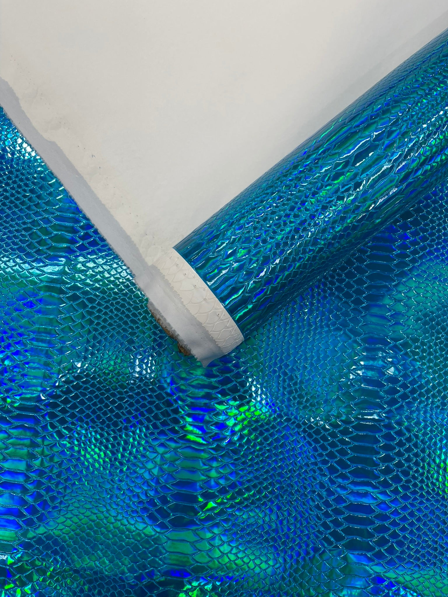 Viper Holographic Embossed PVC / Snake Vinyl Fabric Upholstery Crafting Accessories Applications Snake Iridescent.