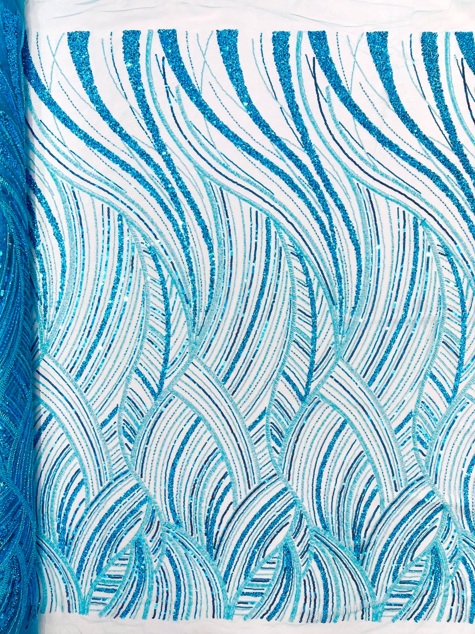 Luxury Feather Damask Beaded Lace Fabric| Prom| Wedding| By The Yard.